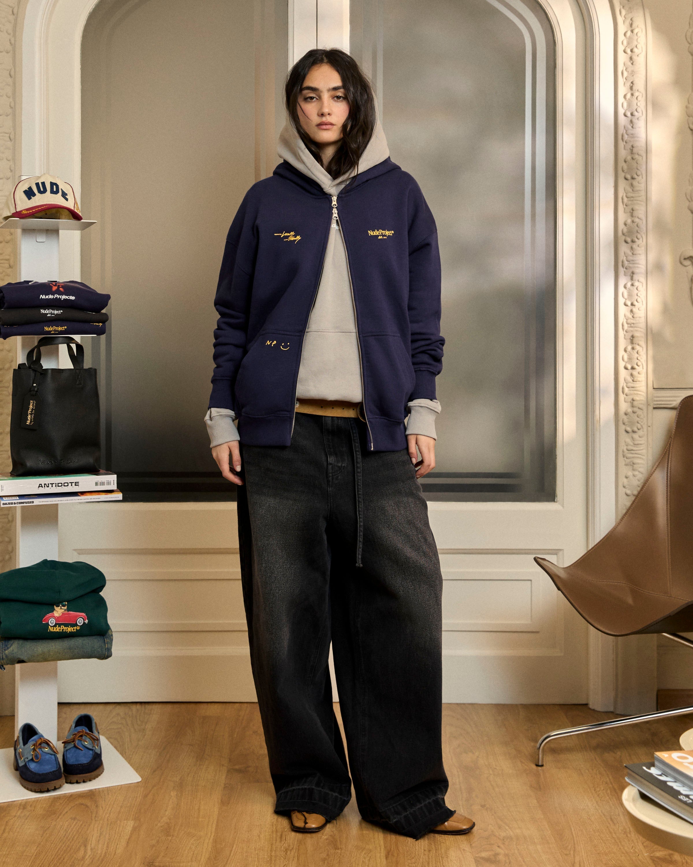 Sudadera Con Cremallera Global Soon Azul Marino