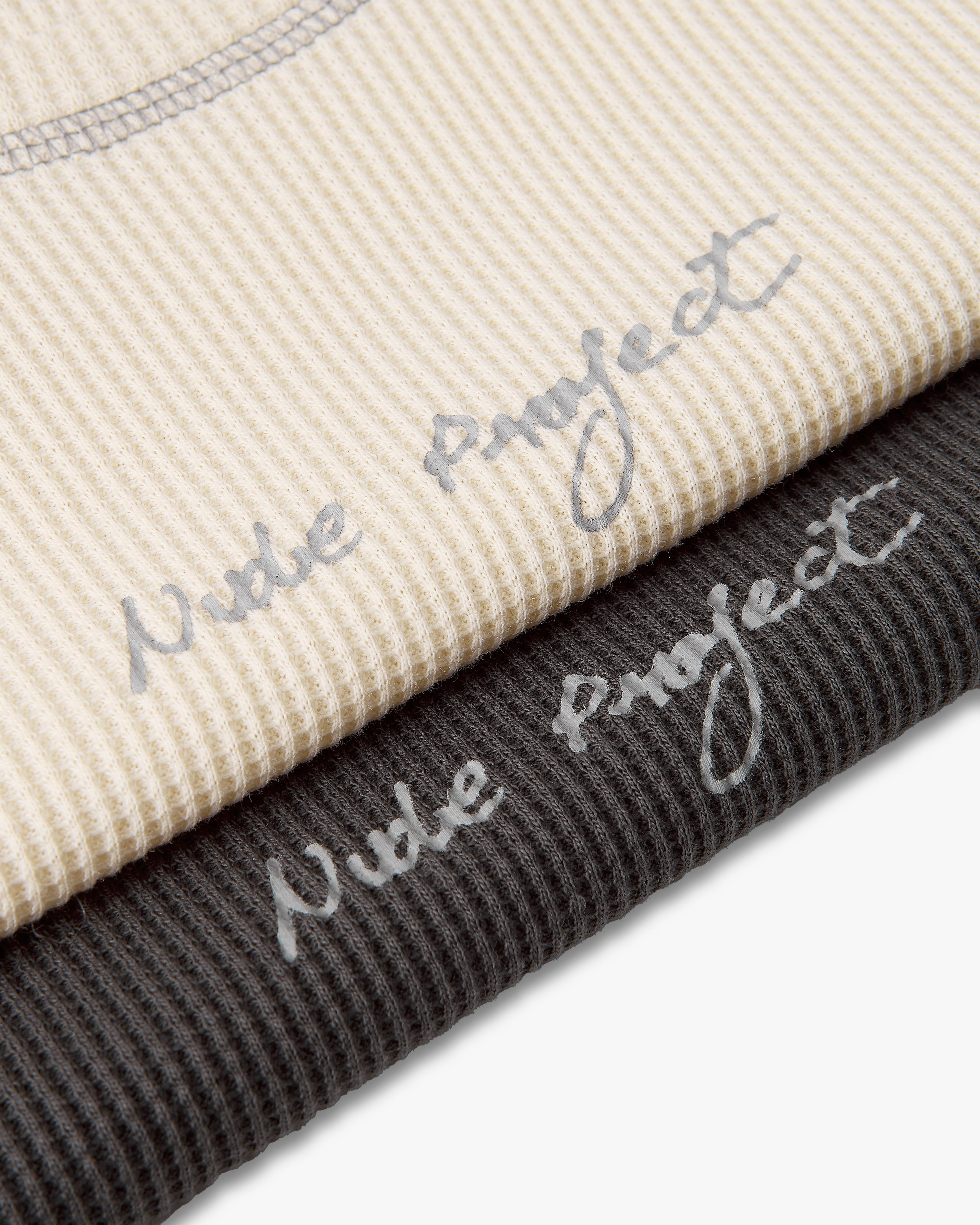 Pack De 2 Camisetas Manga Larga Waffle Blanco Crema/Negro