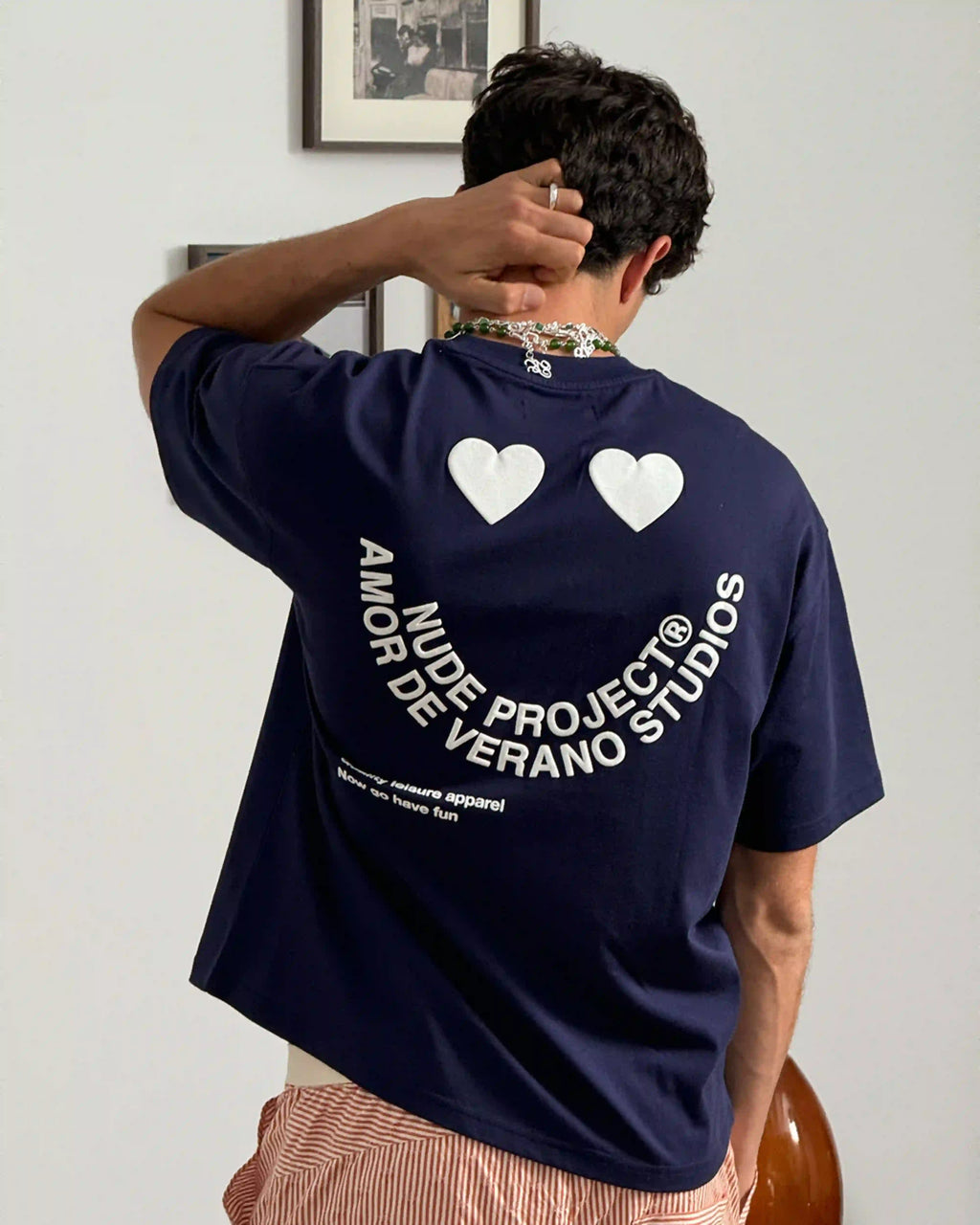 Camiseta Happy Azul Marino