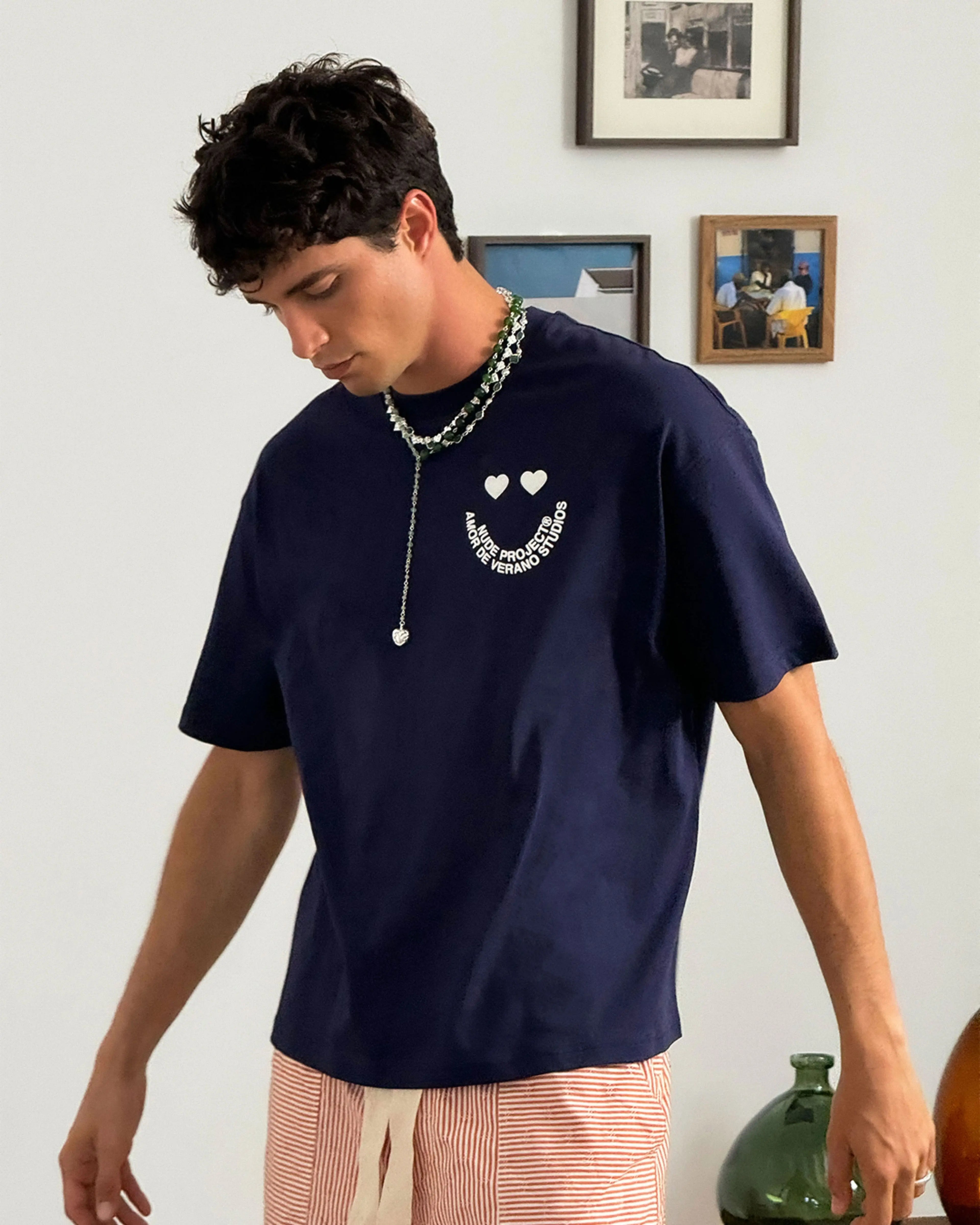 Camiseta Happy Azul Marino