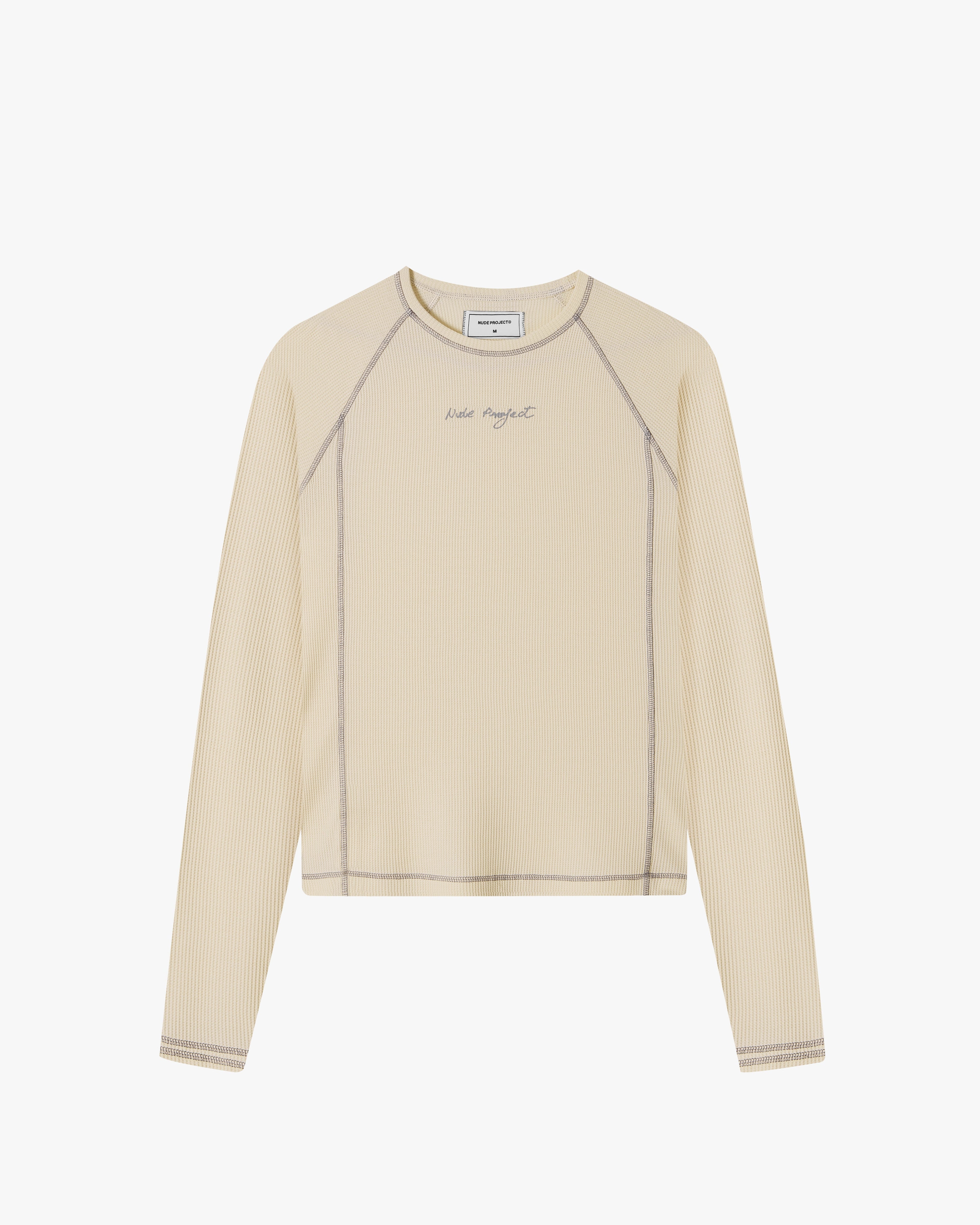 Pack De 2 Camisetas Manga Larga Waffle Blanco Crema/Negro