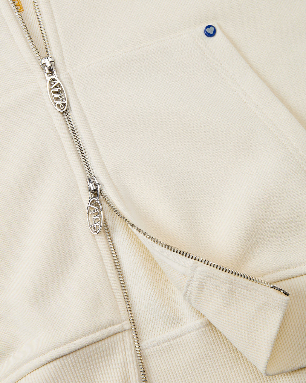 Sudadera Con Cremallera Blanco Crema