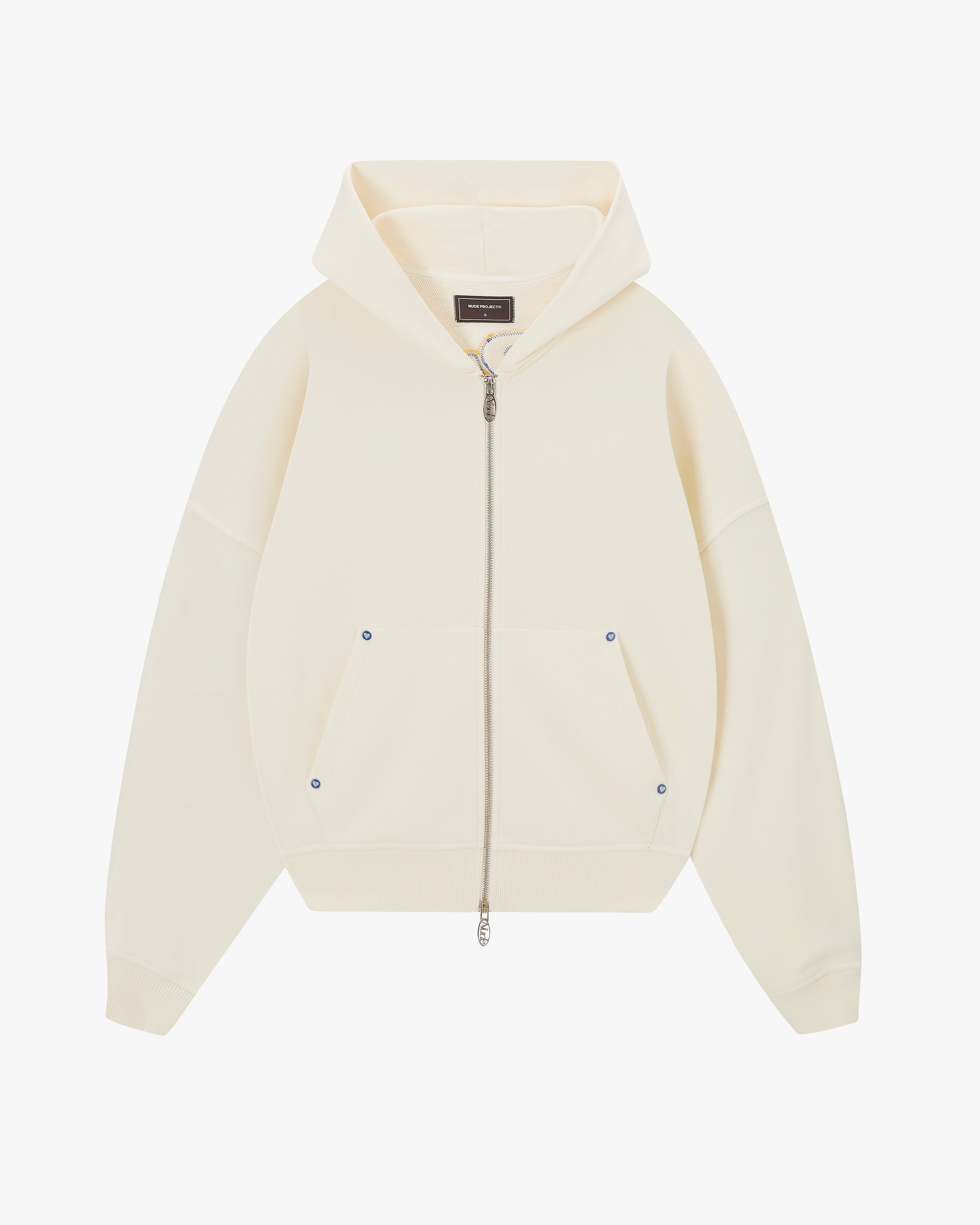 Sudadera Con Cremallera Blanco Crema