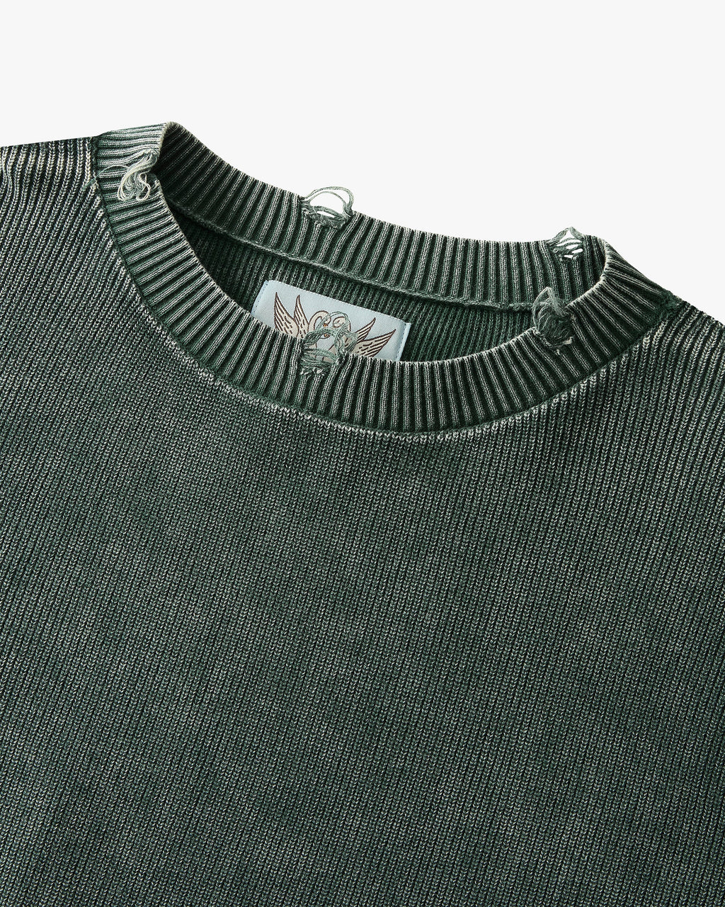 Perfect Cropped Knit Sweater Dark Green