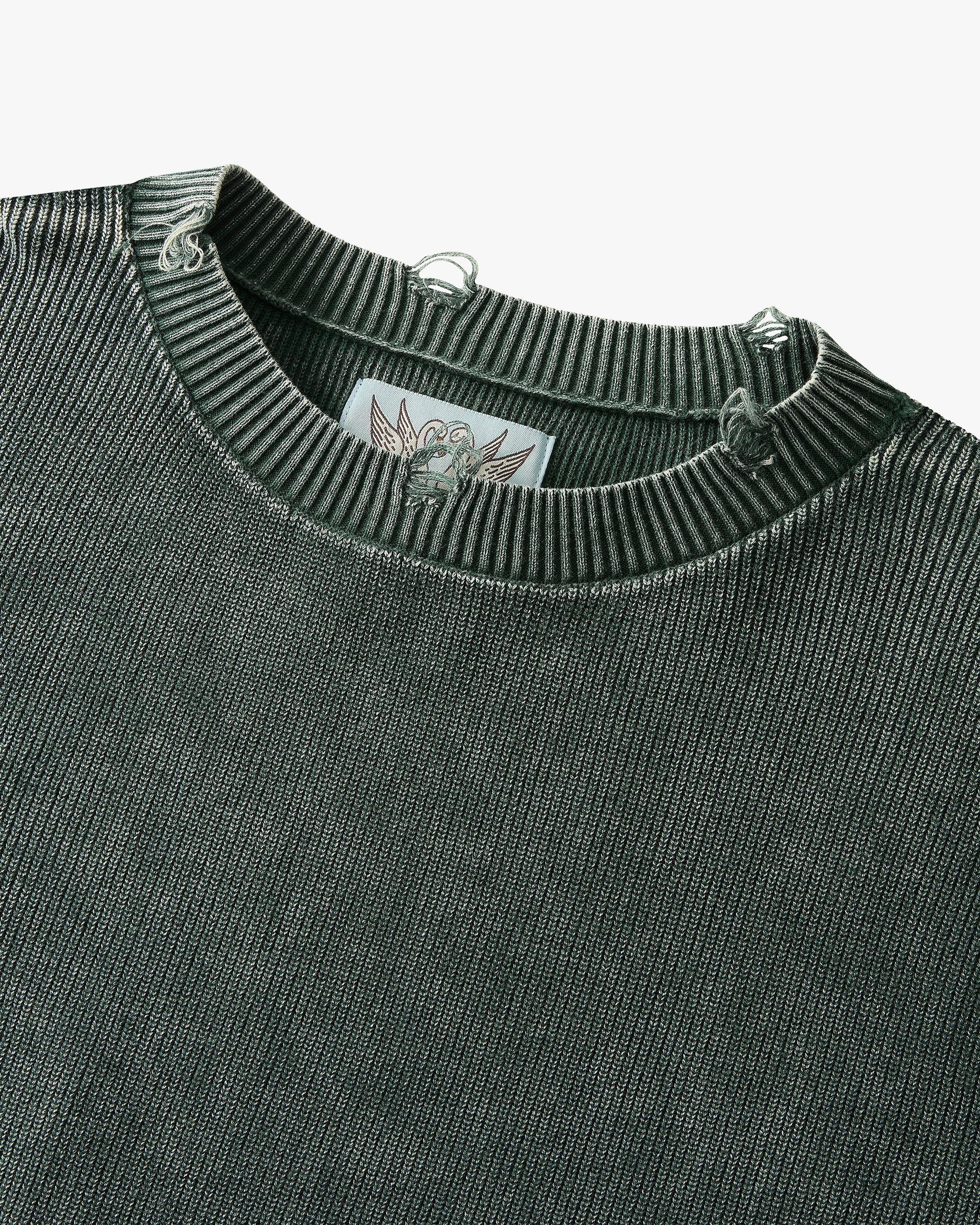 Perfect Cropped Knit Sweater Dark Green