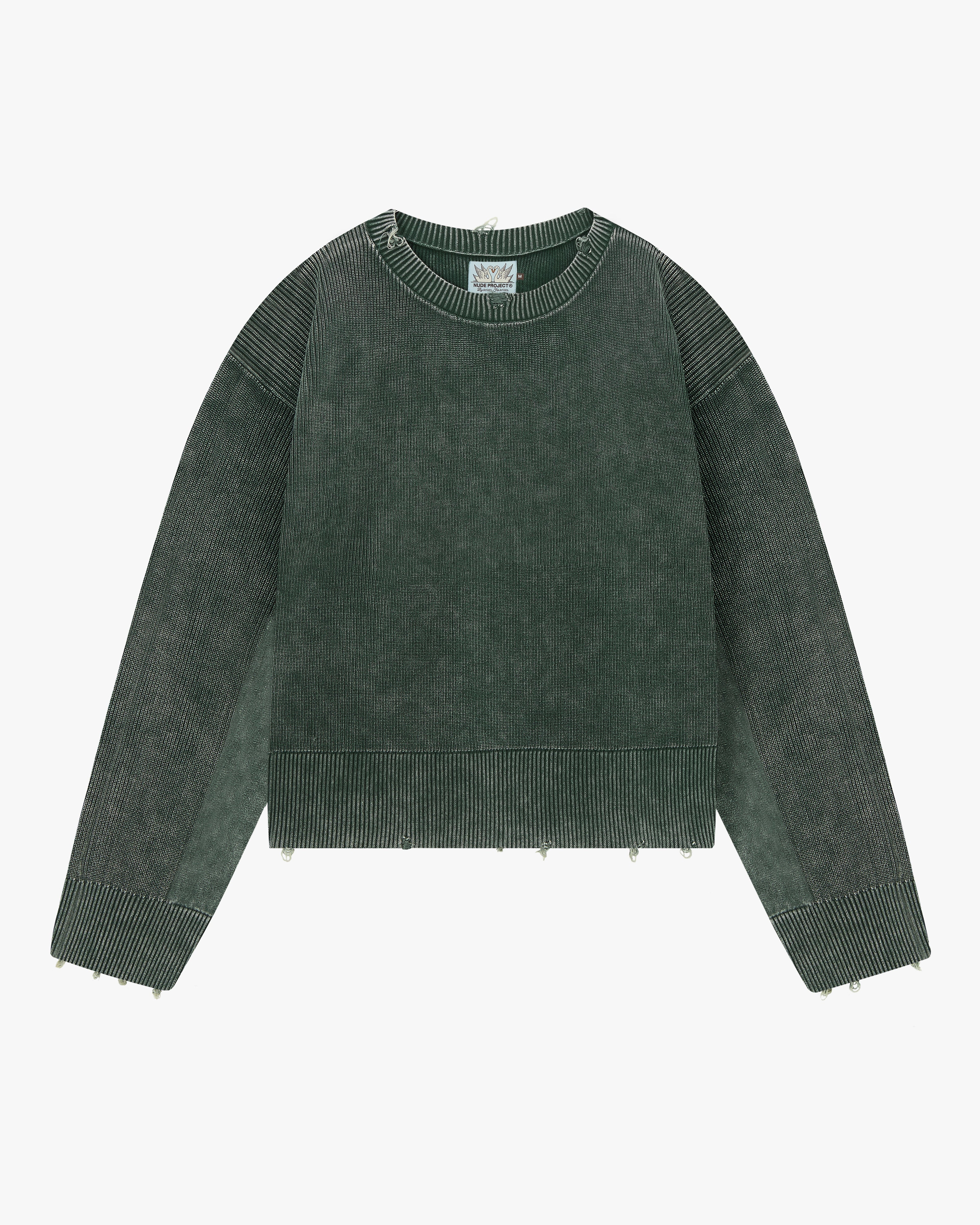Perfect Cropped Knit Sweater Dark Green
