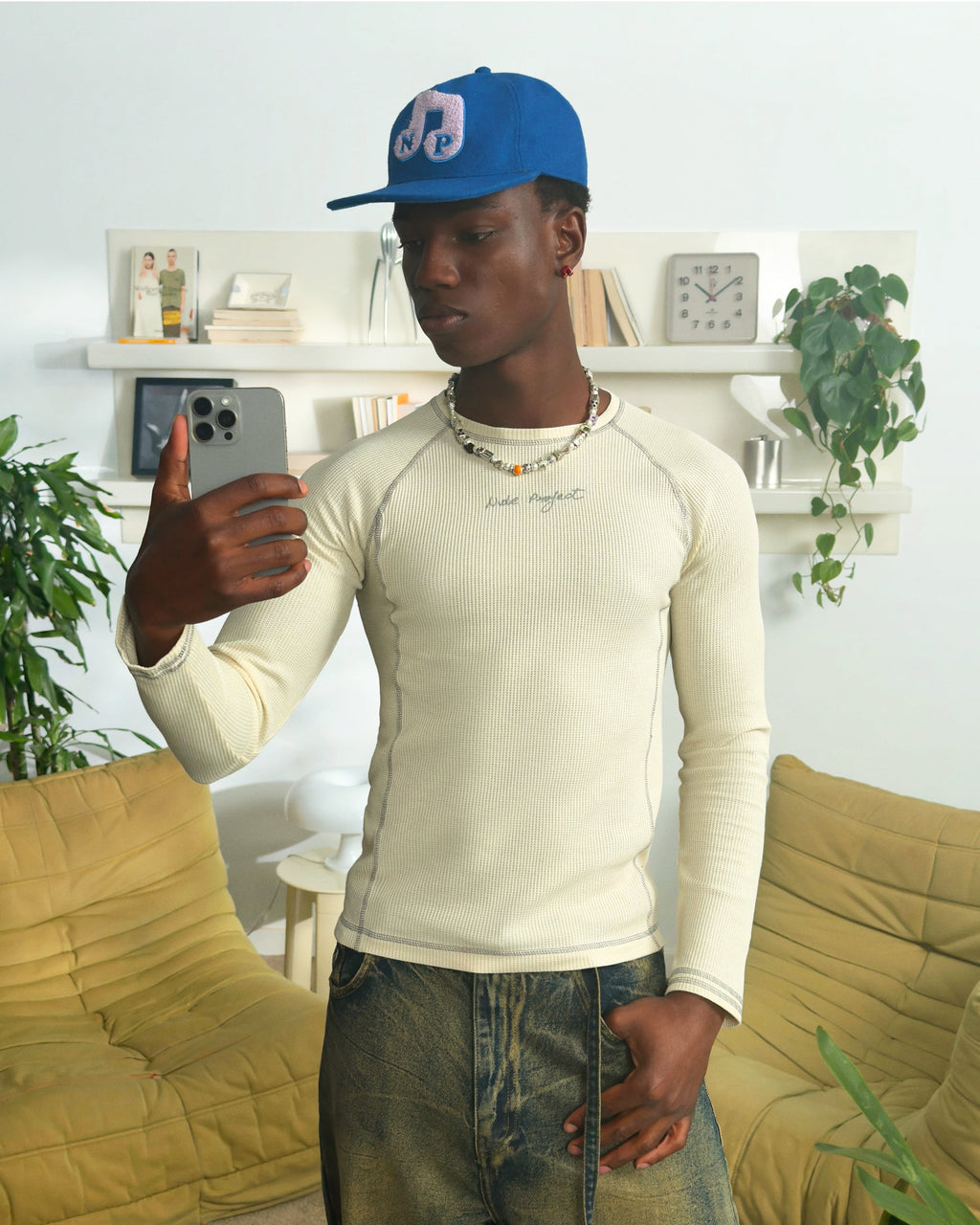 Pack De 2 Camisetas Manga Larga Waffle Blanco Crema/Negro