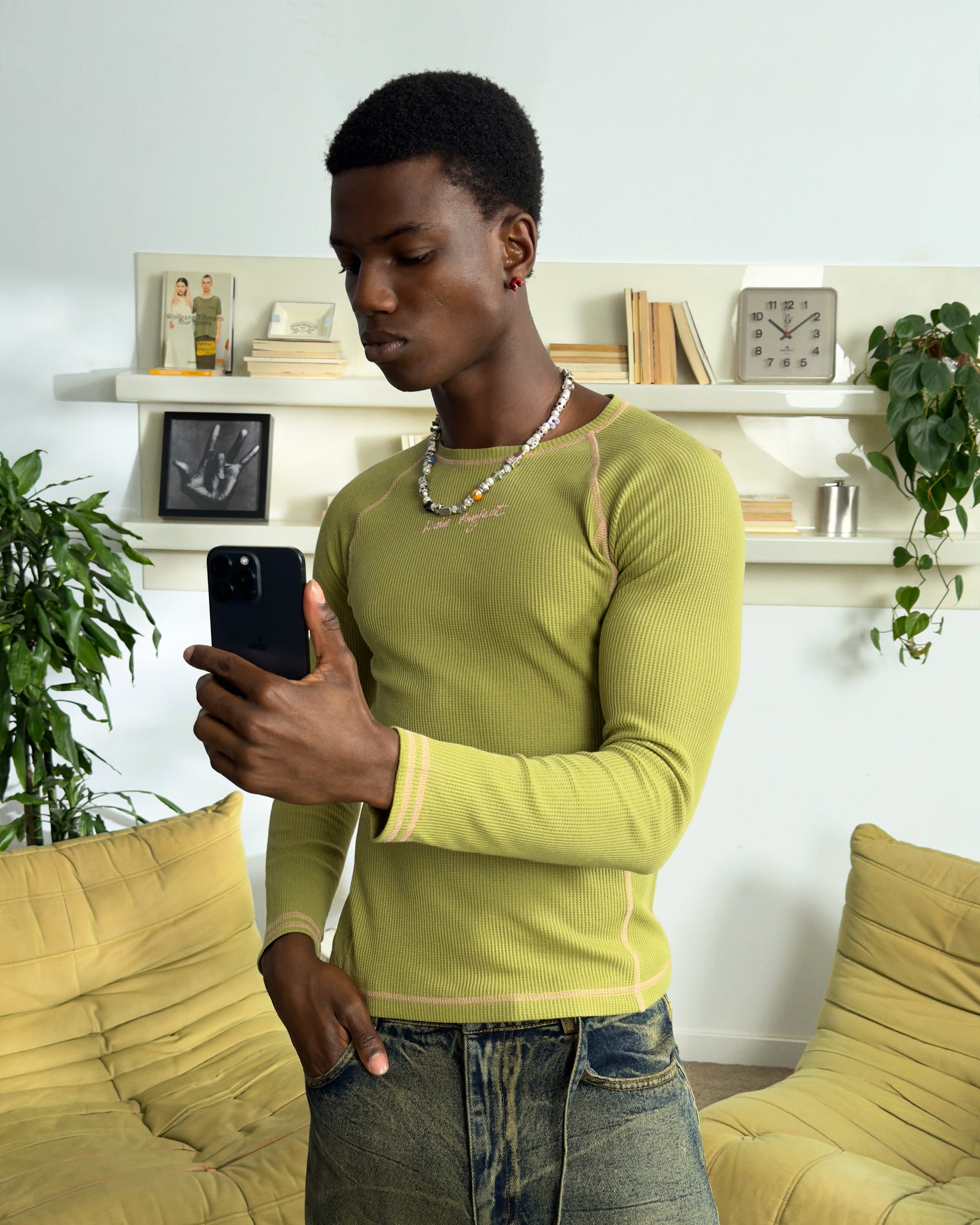 Pack De 2 Camisetas Manga Larga Waffle Verde/Azul