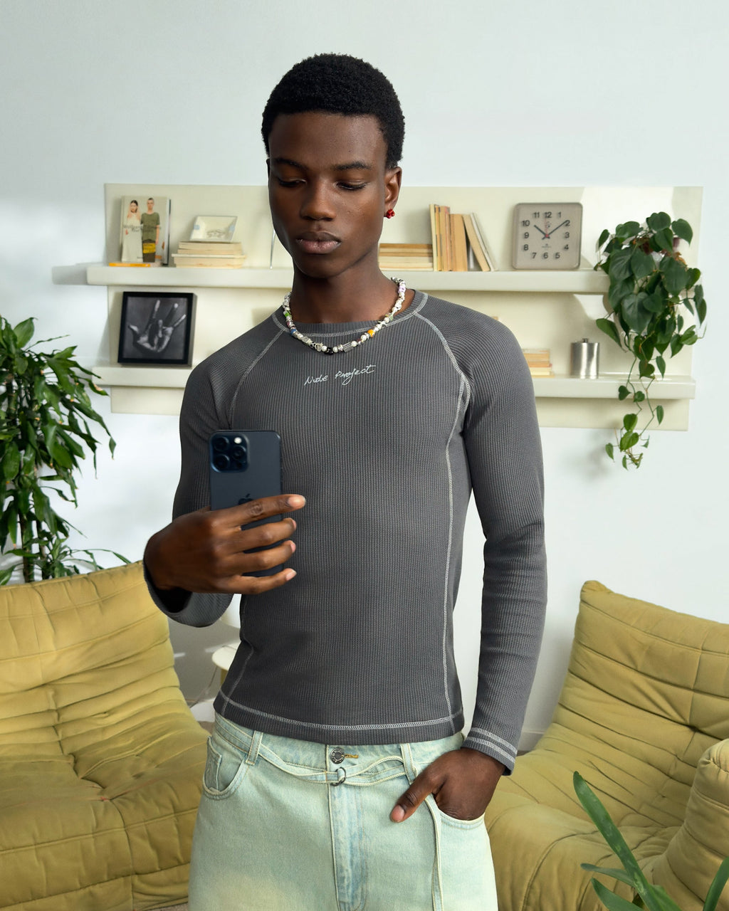 Pack De 2 Camisetas Manga Larga Waffle Blanco Crema/Negro