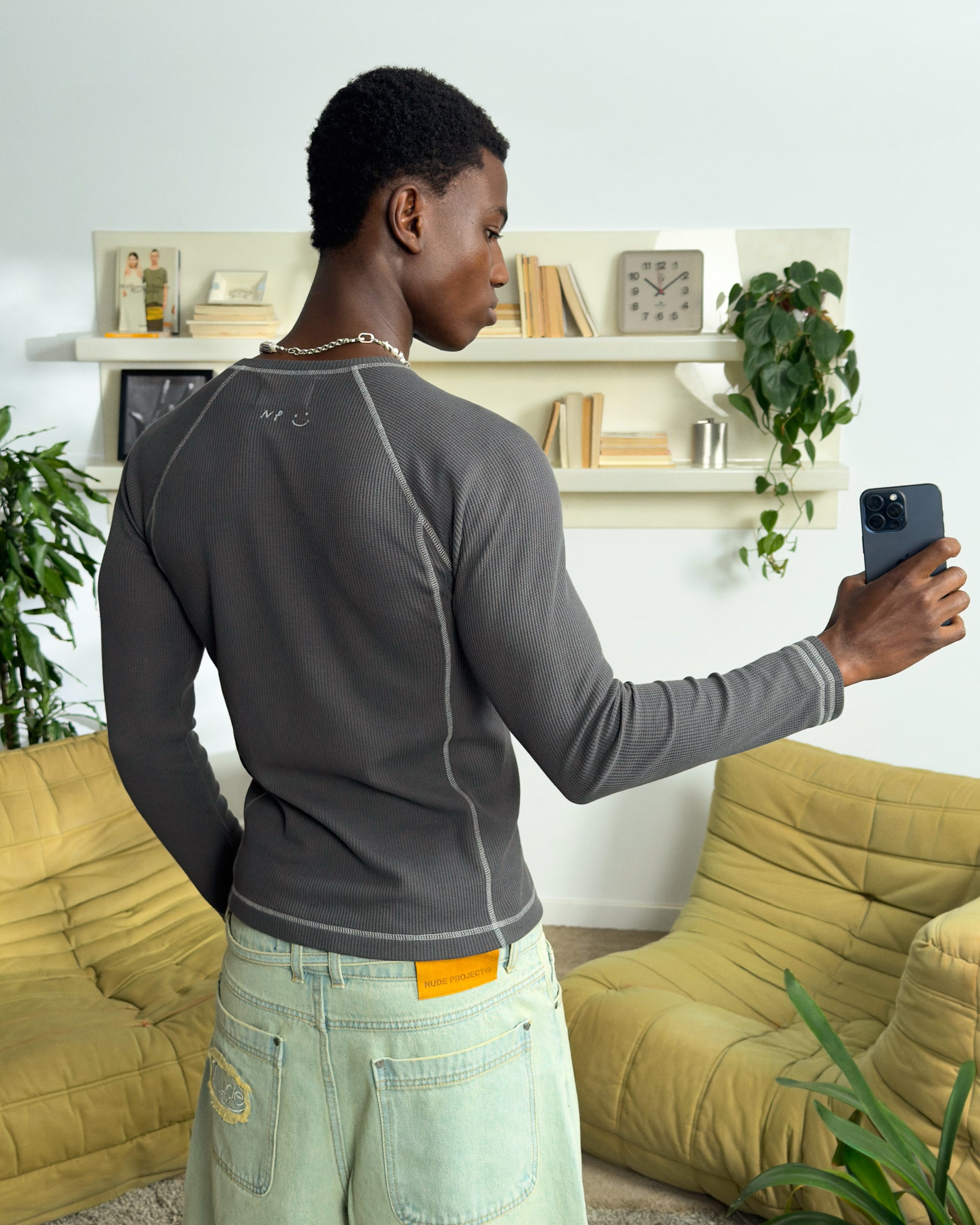 Pack De 2 Camisetas Manga Larga Waffle Blanco Crema/Negro