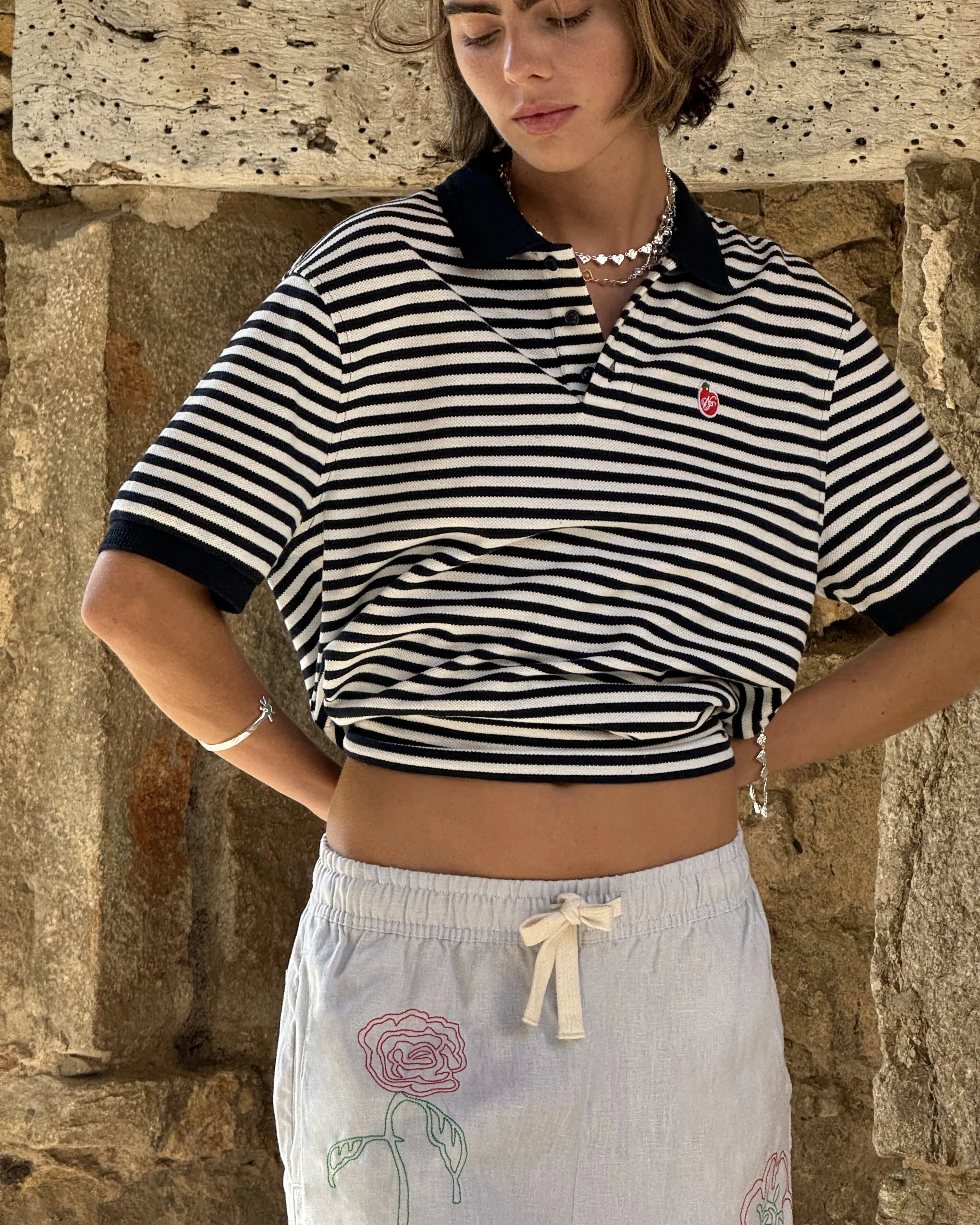 Polo Apple Crew Stripes Negro