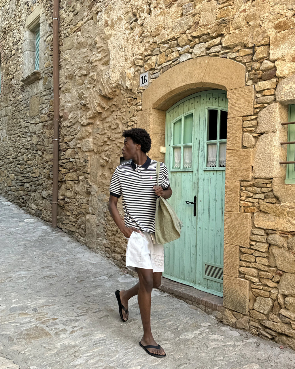 Polo Apple Crew Stripes Negro