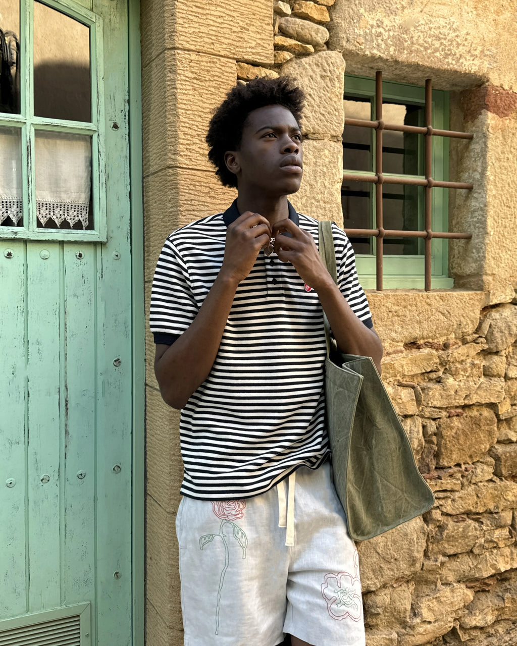 Polo Apple Crew Stripes Negro