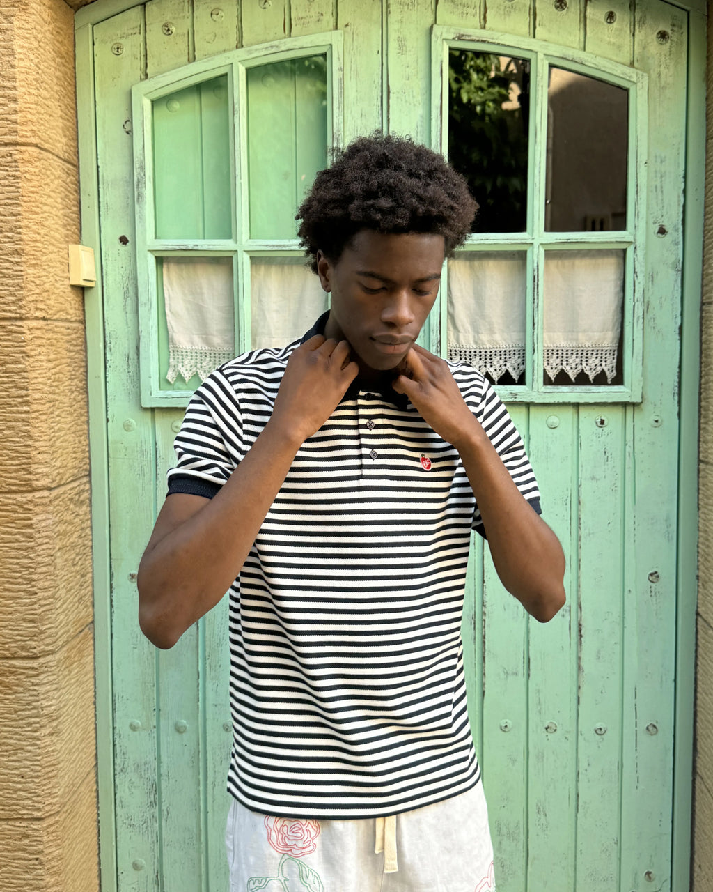 Polo Apple Crew Stripes Negro