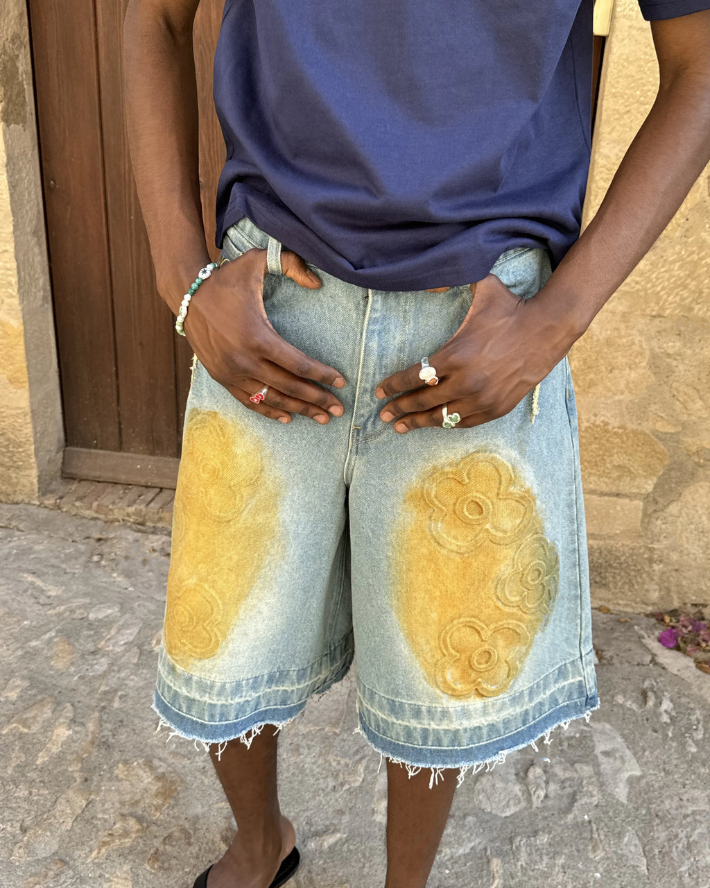 Pantalón Corto Baggy Old Denim Flower
