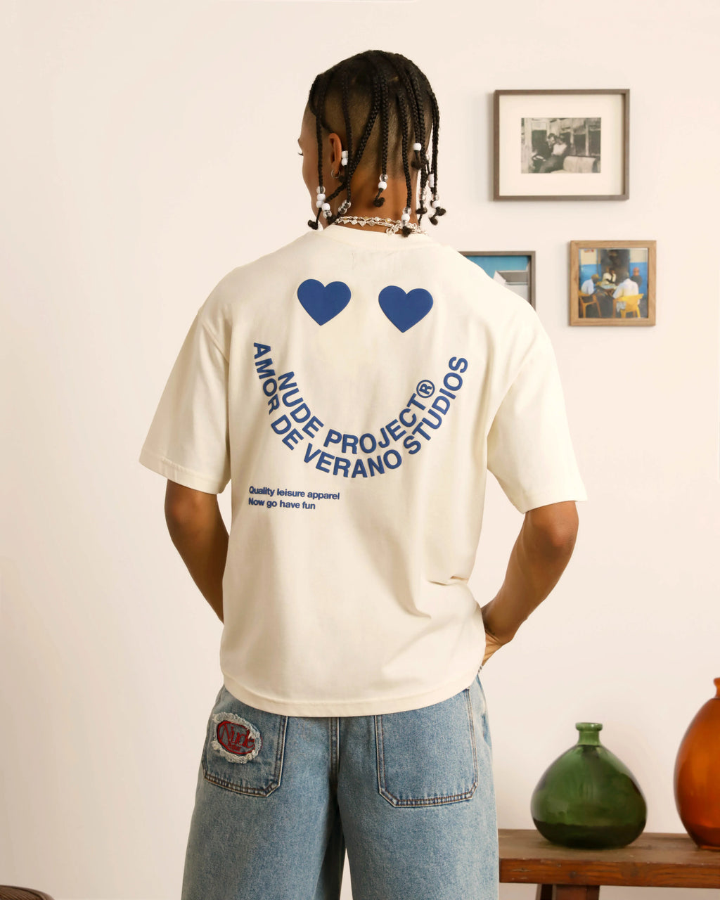 Camiseta Happy Blanco Crema