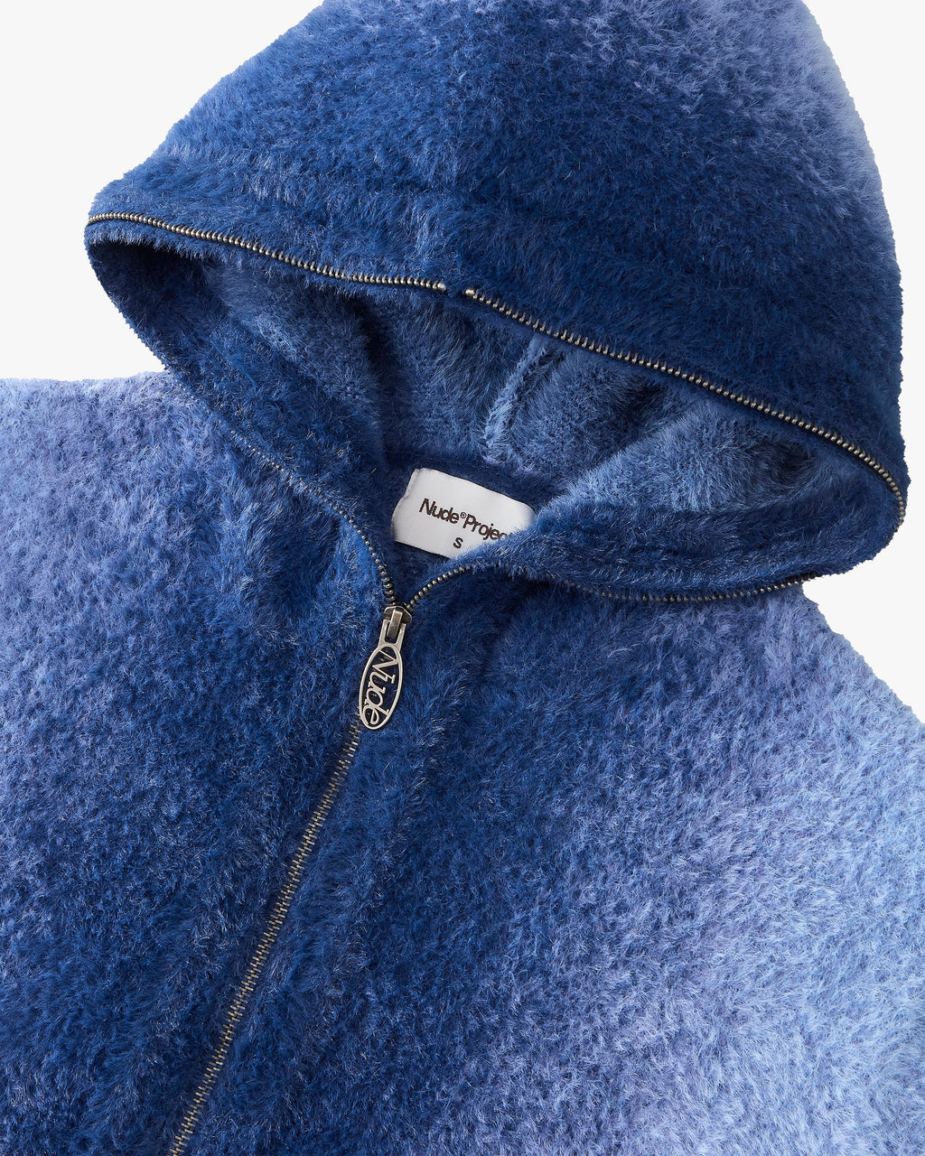 Gradient Knit Zip-Up Hoodie Blue