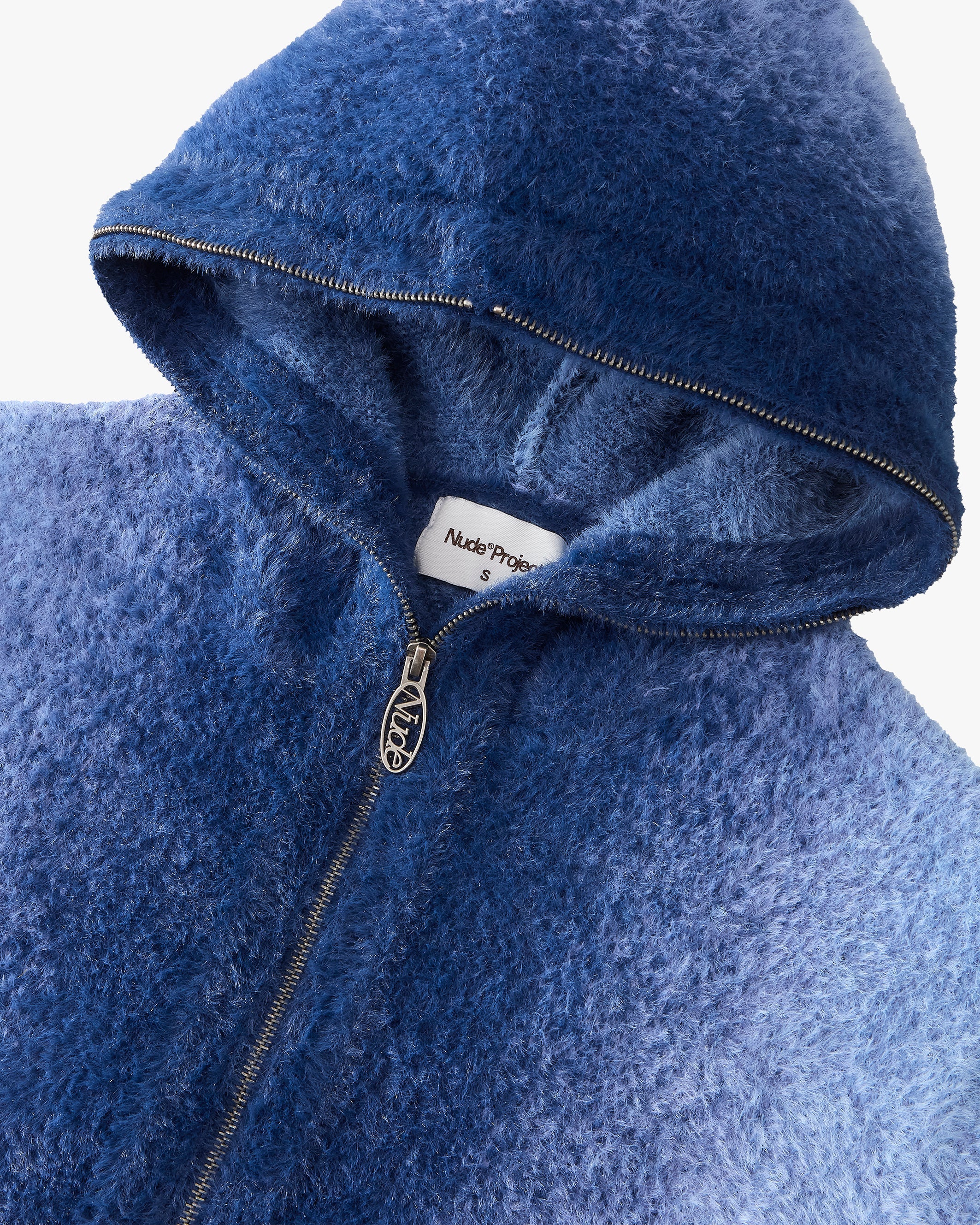 Gradient Knit Zip-Up Hoodie Blue