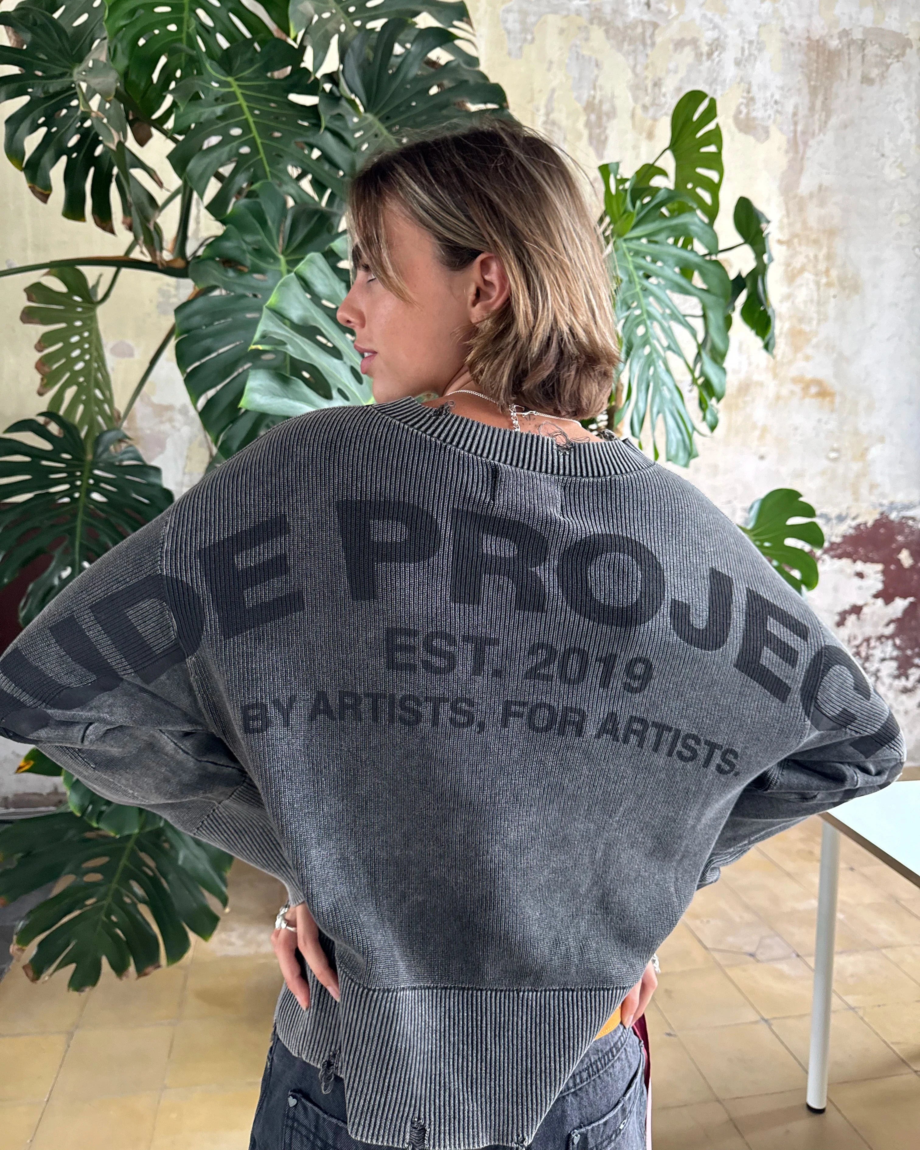 Perfect Cropped Knit Sweater Ash