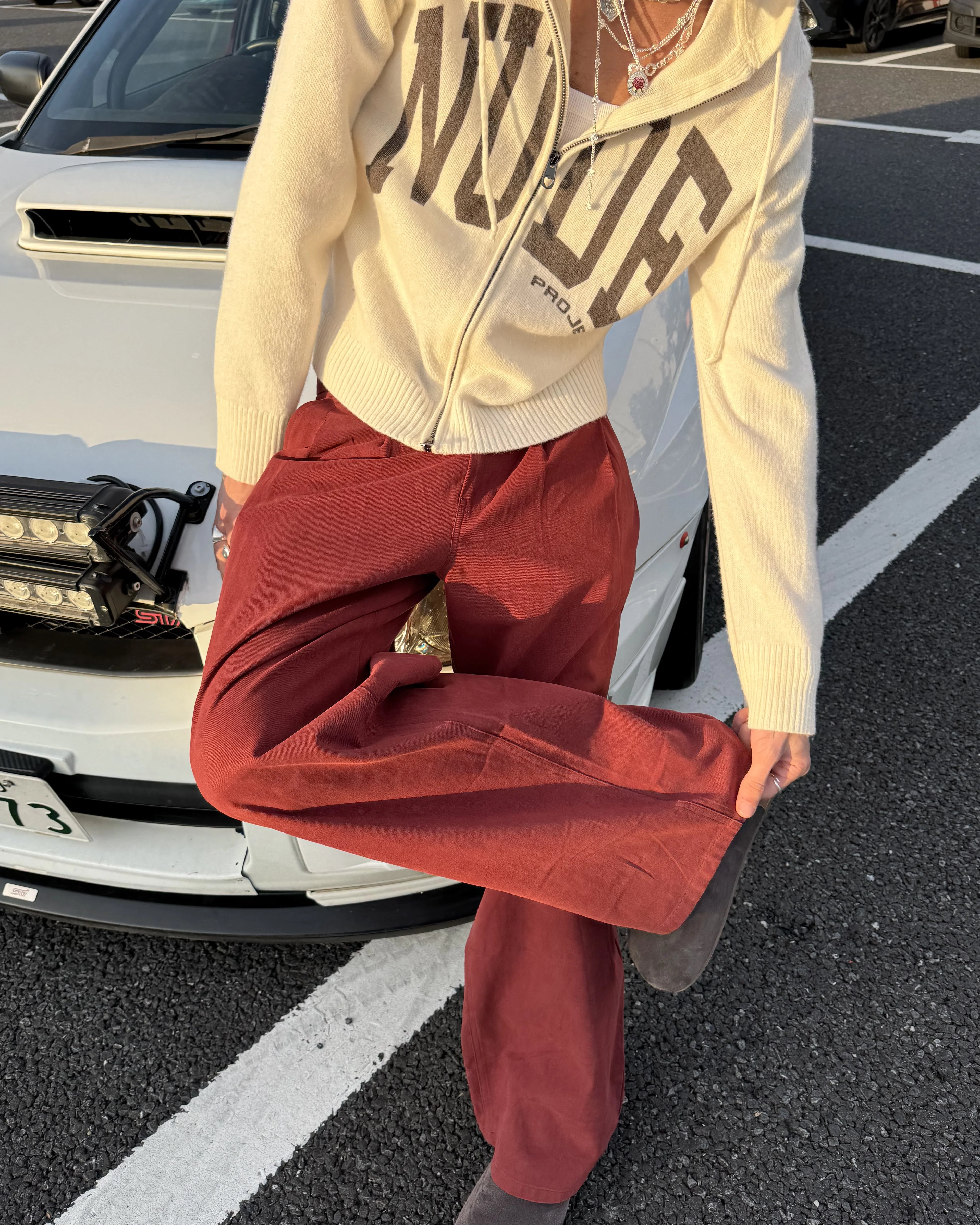 Vinyl Chino Pants Burgundy