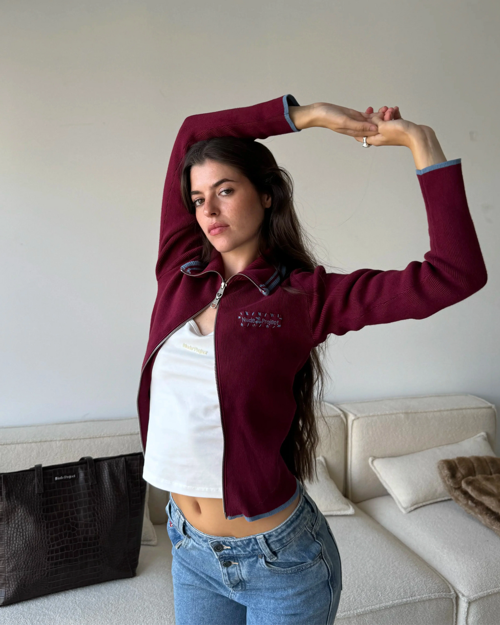 Jersey Con Cremallera Kiddo Burdeos