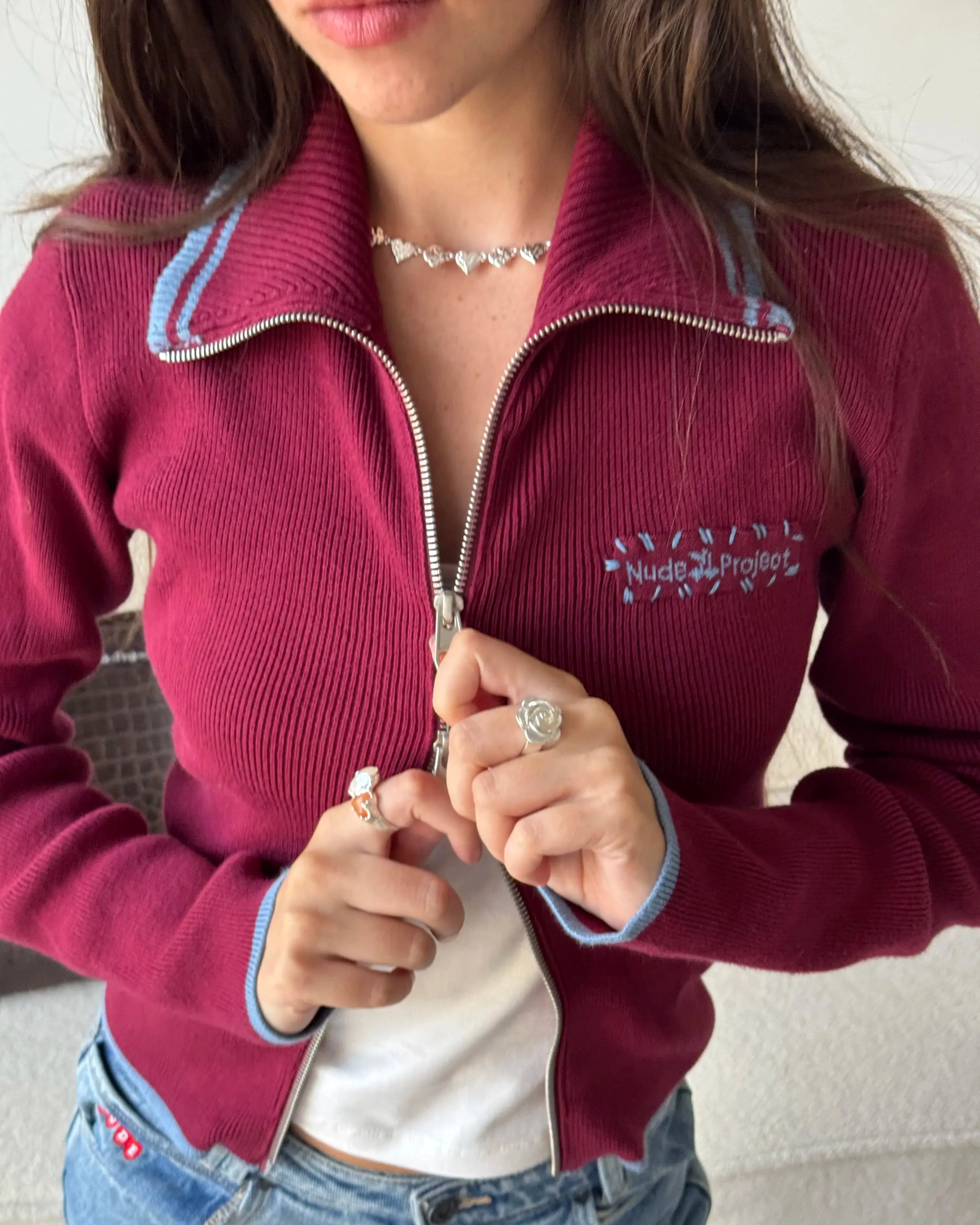 Jersey Con Cremallera Kiddo Burdeos