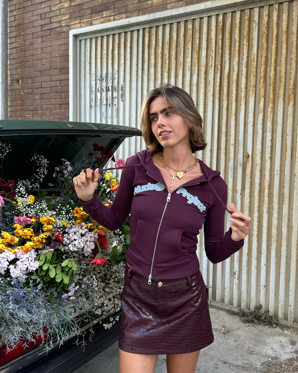 Sudadera Con Cremallera Margarita Burdeos