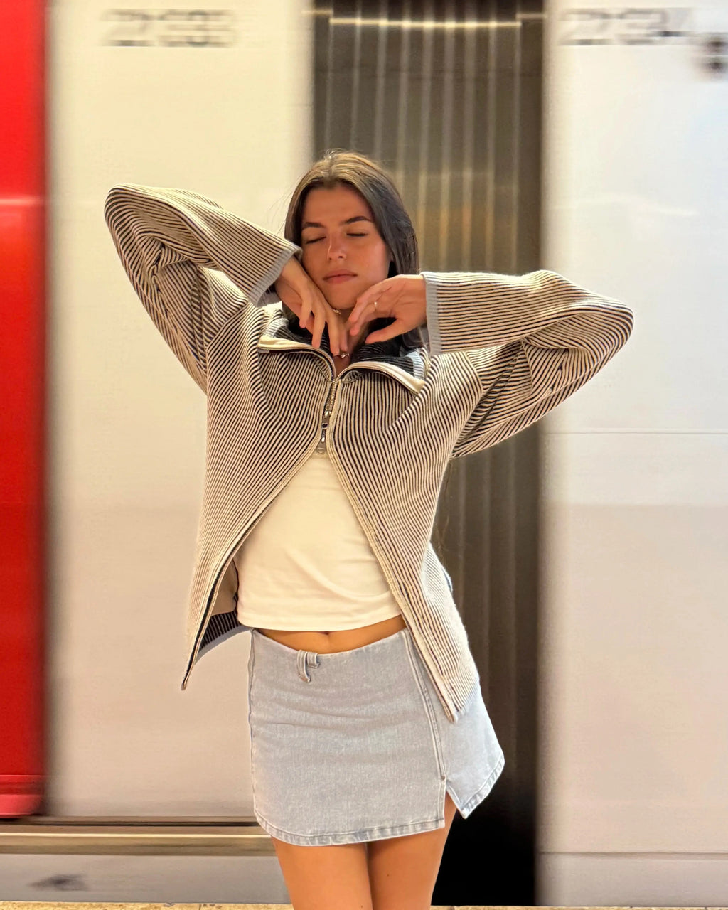 Cárdigan Con Cremallera Classy Azul