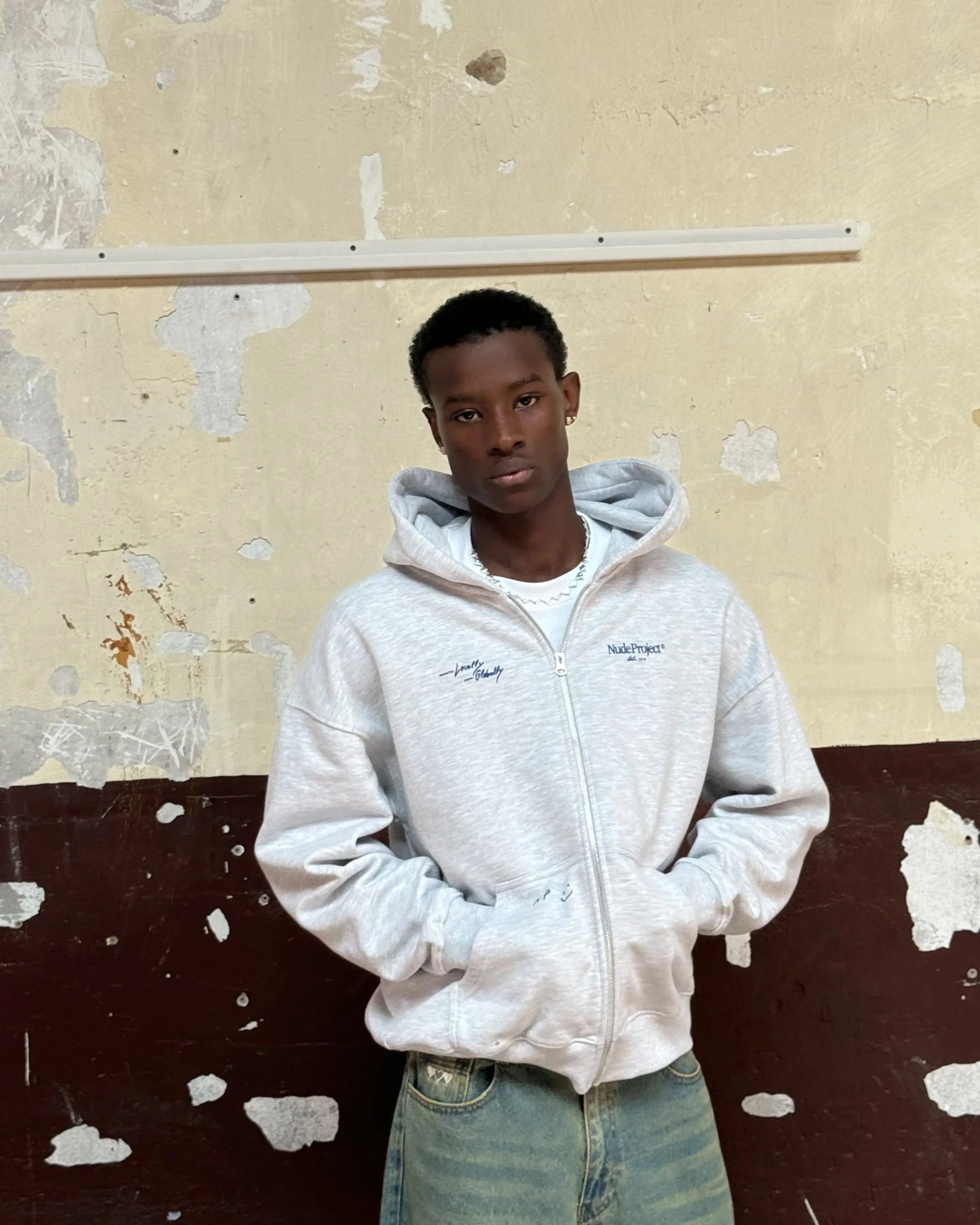 Sudadera Con Cremallera Global Soon Gris