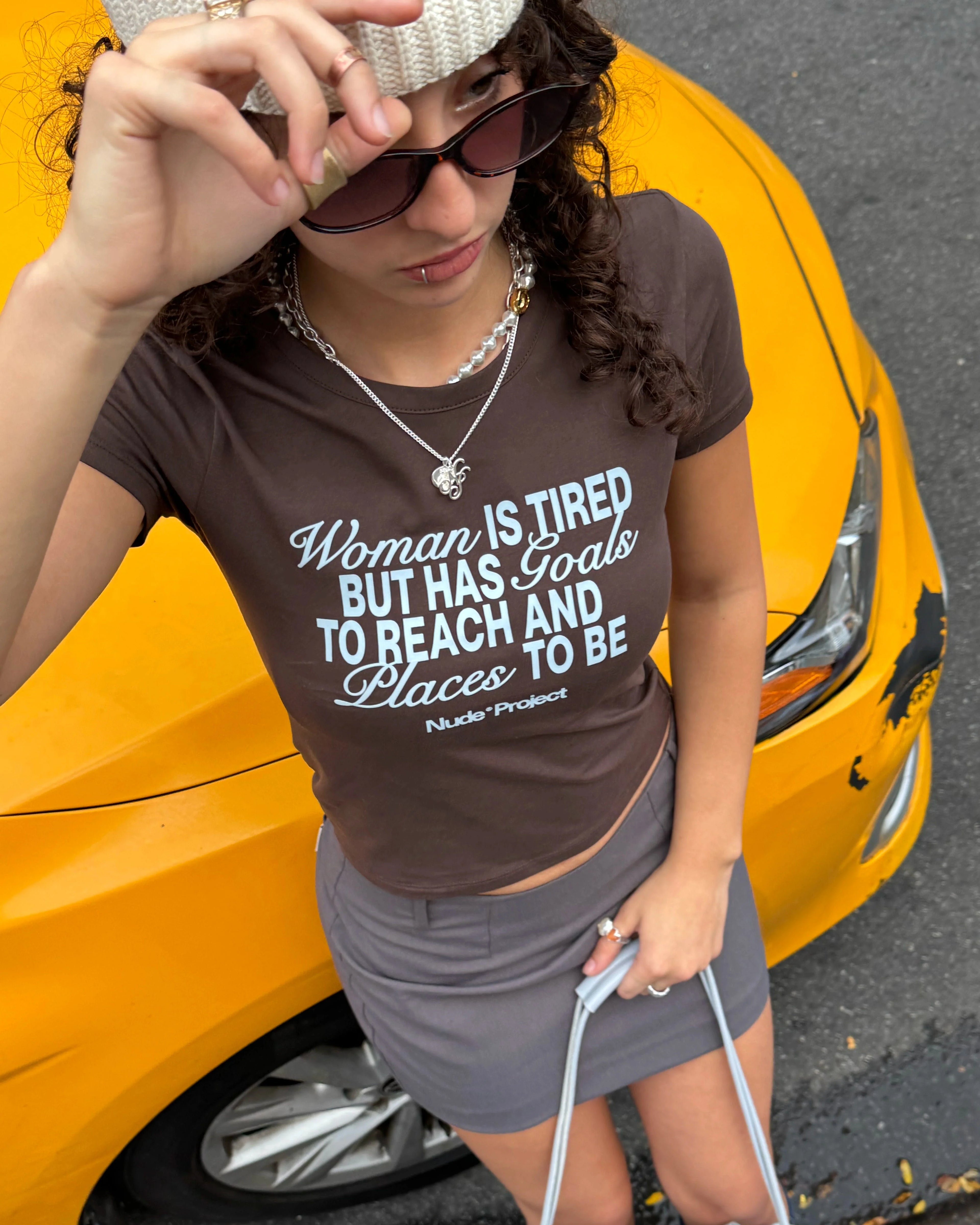 Goals Baby Tee Brown