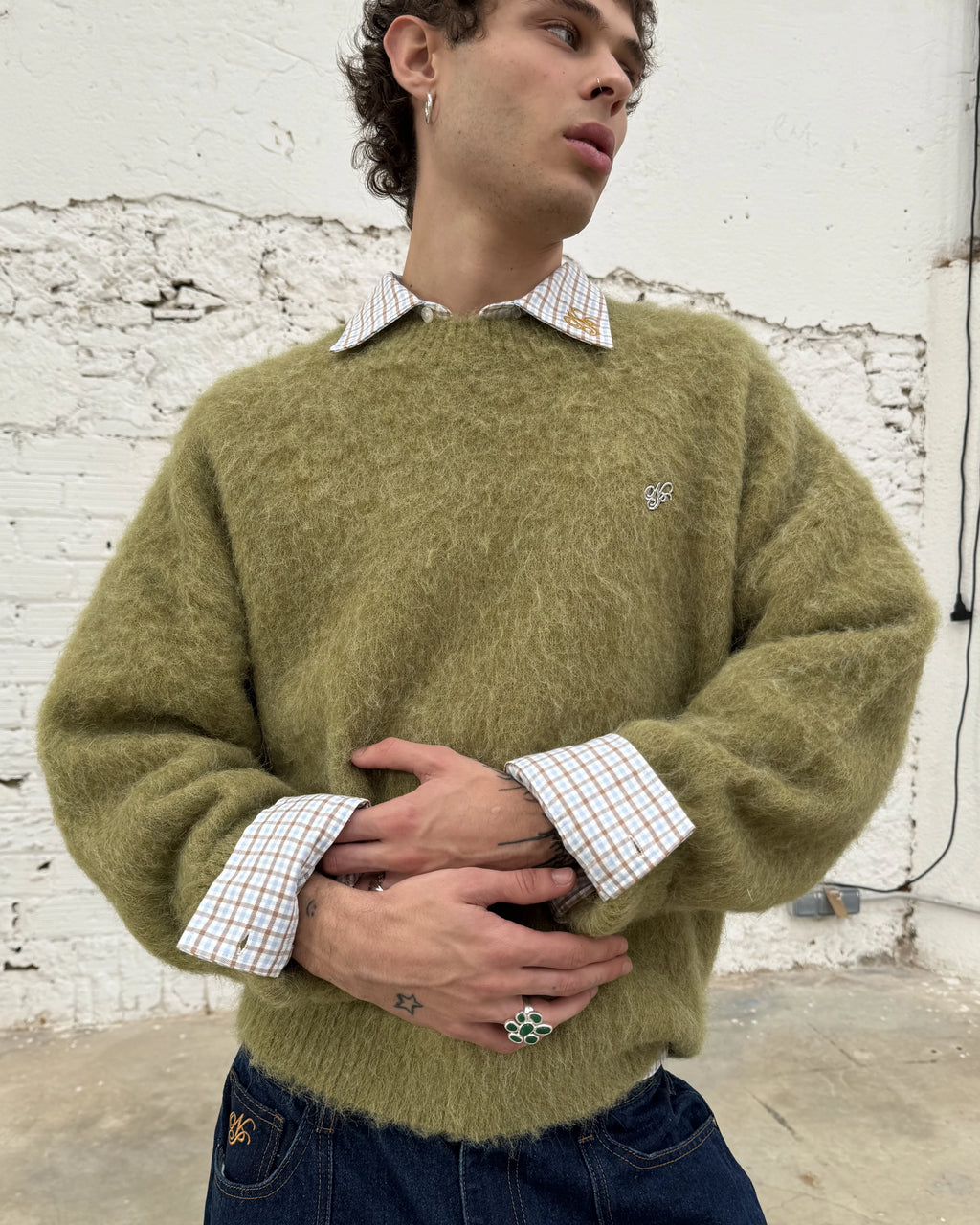 Alpaca Knit Sweater Green