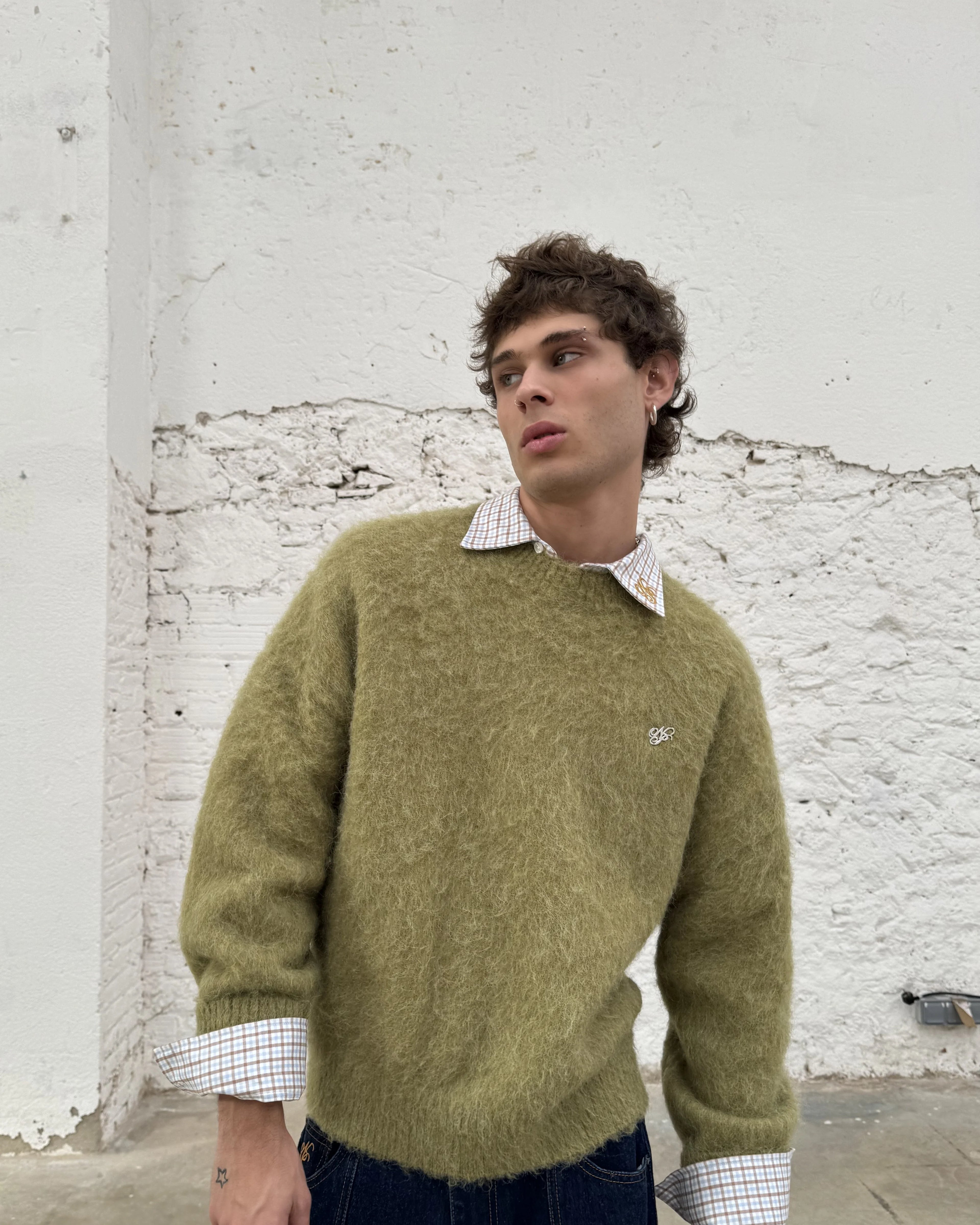 Alpaca Knit Sweater Green