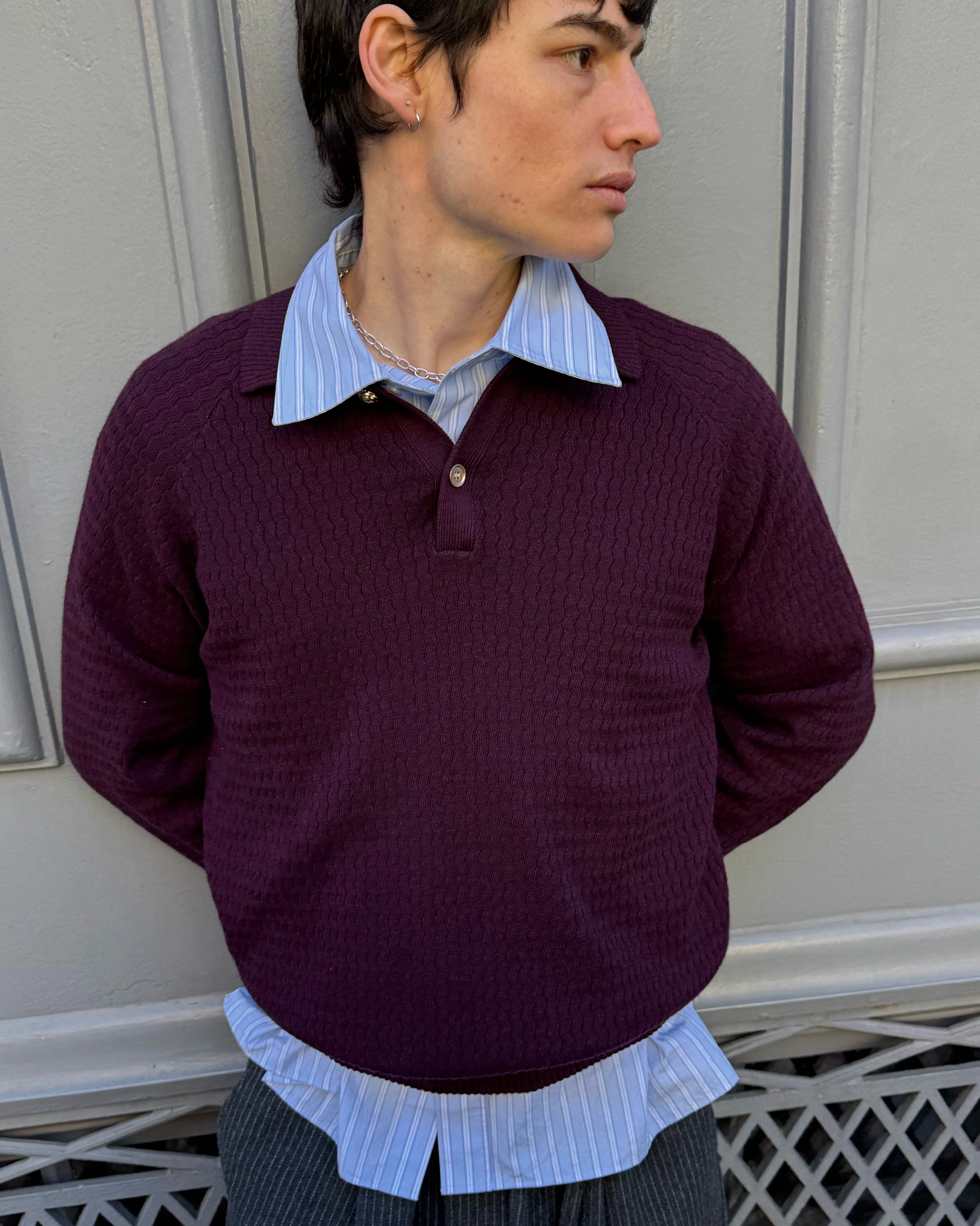 Elegant Knit Polo Burgundy