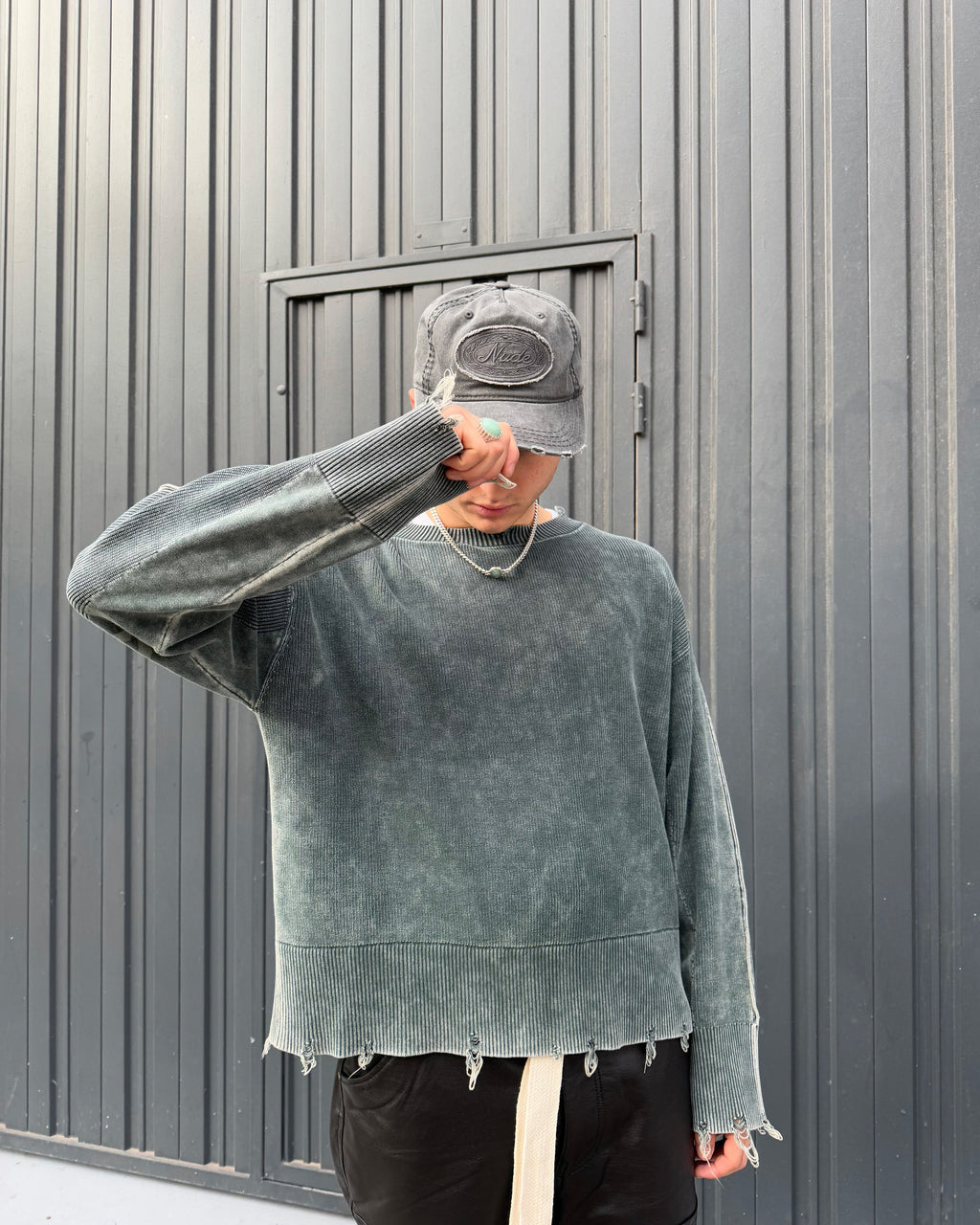 Perfect Cropped Knit Sweater Dark Green