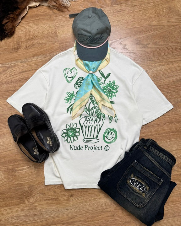 Camiseta Jarrón Blanco Crema