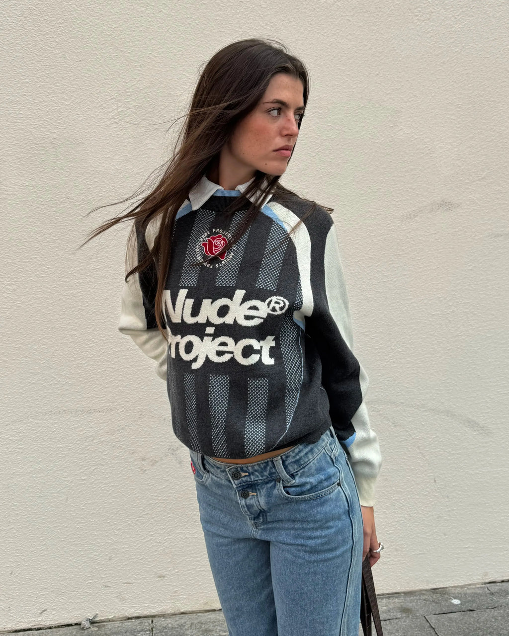 Grass Football Knit Sweater Grey