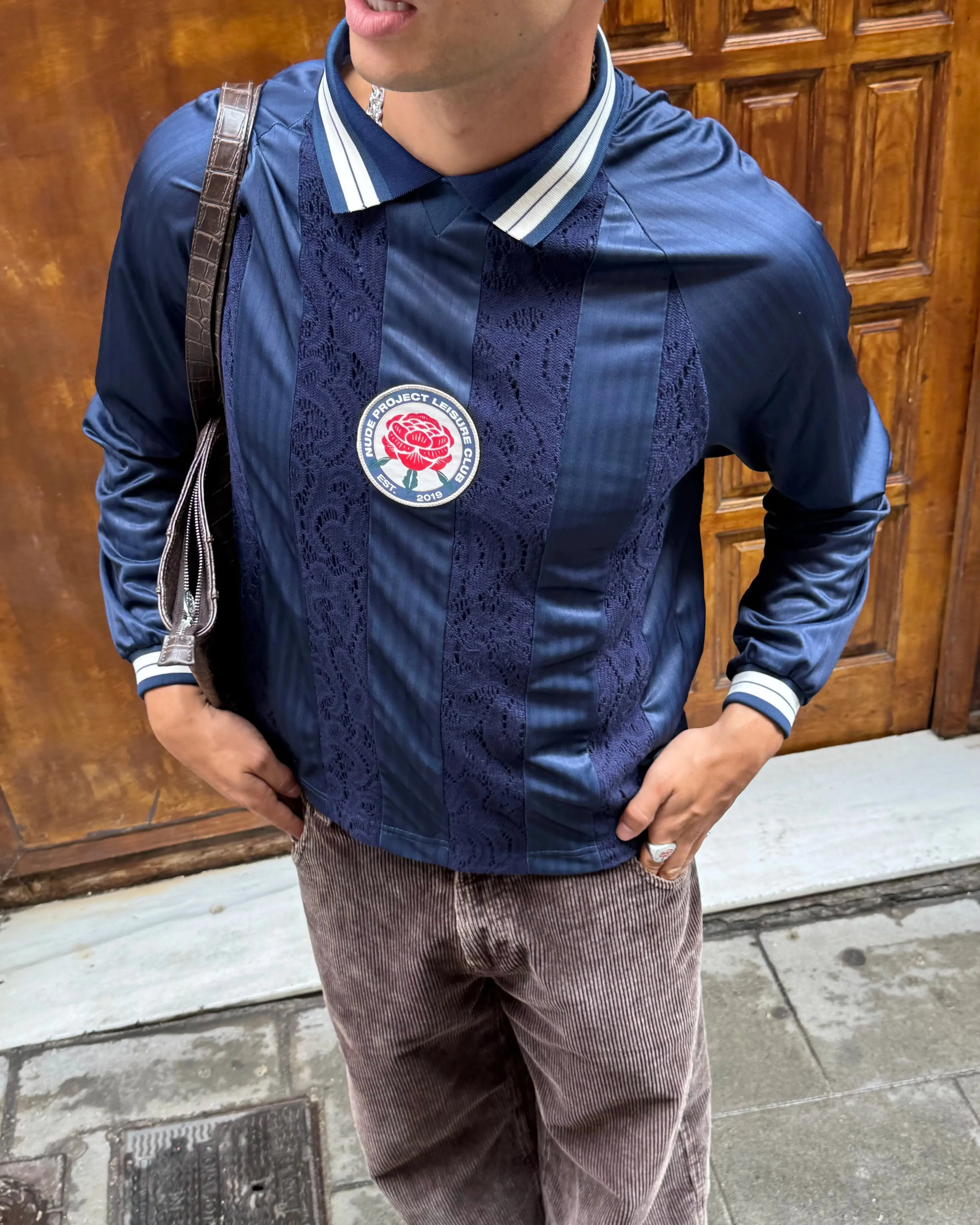 Lace Football Long-Sleeve Tee Navy