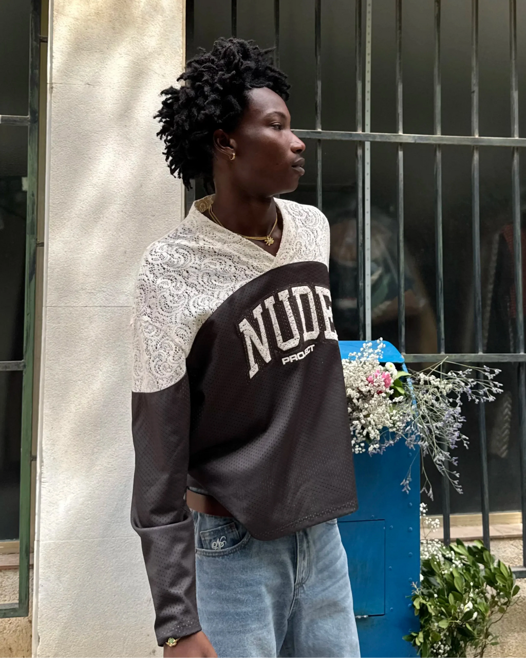 Baller Neck Long-Sleeve Tee Brown