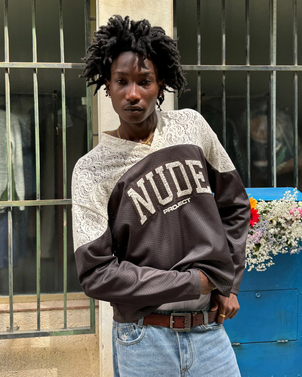 Baller Neck Long-Sleeve Tee Brown