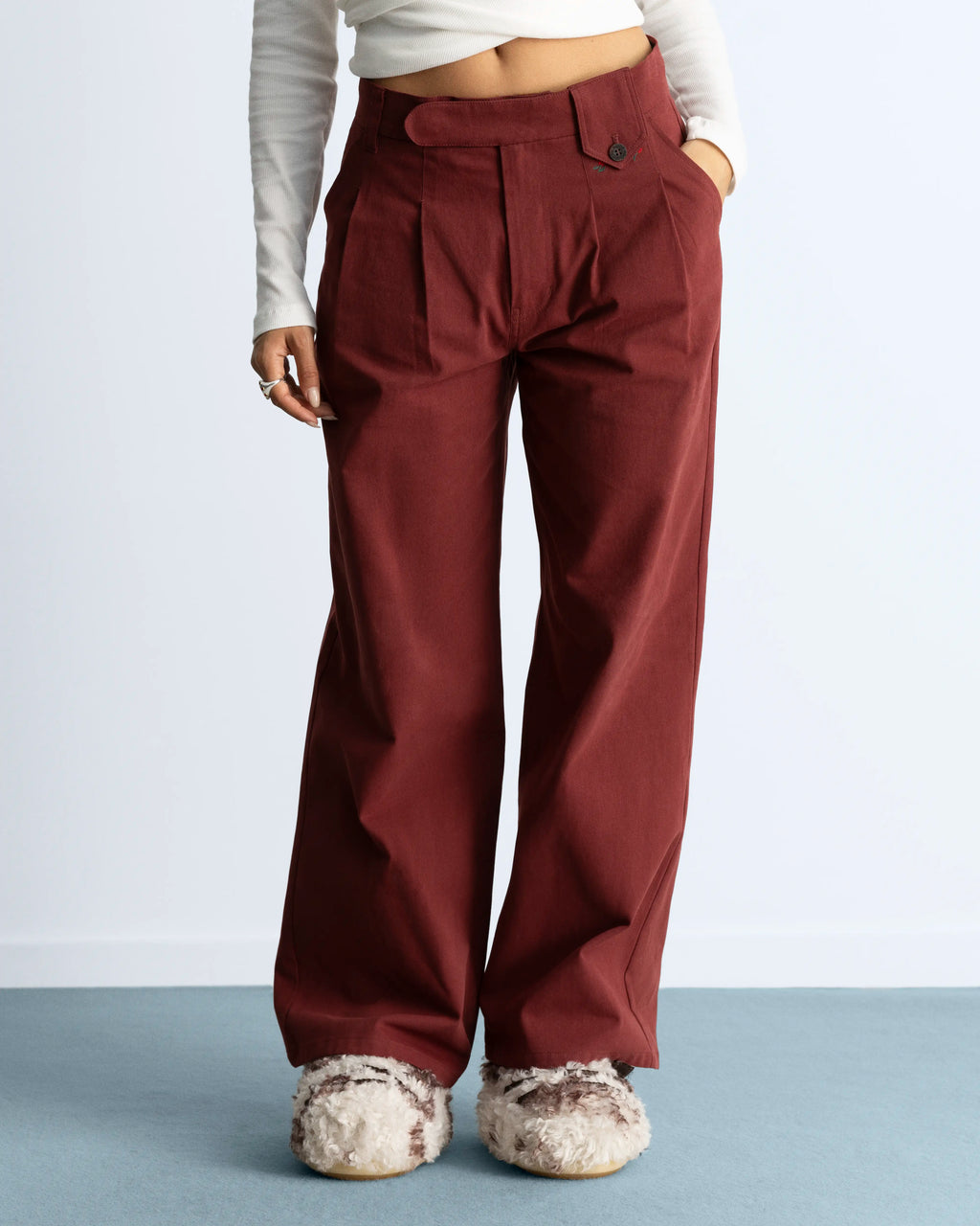Vinyl Chino Pants Burgundy