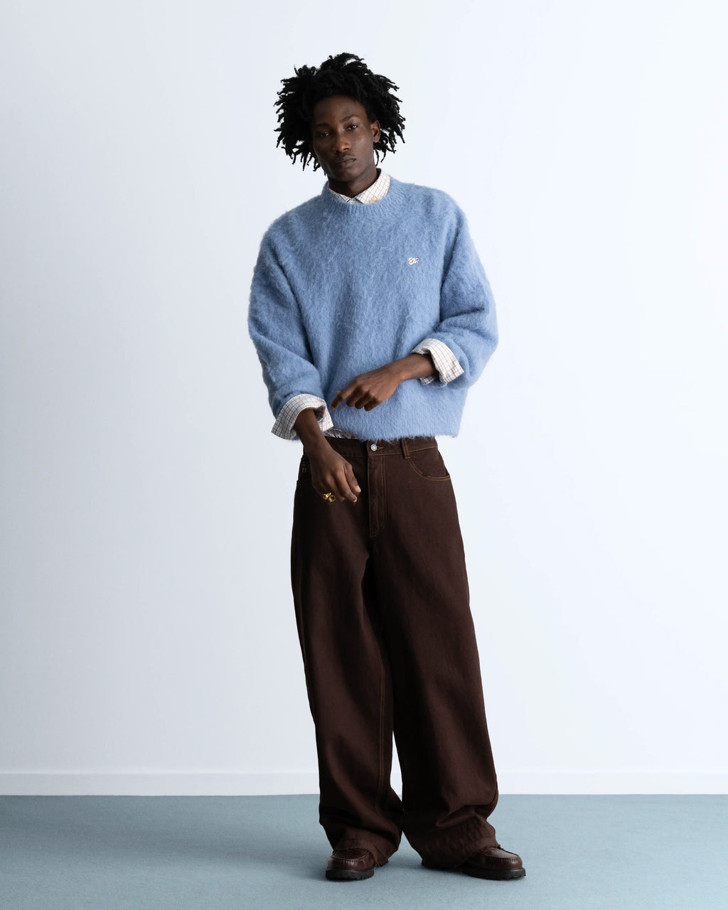 Alpaca Knit Sweater Blue