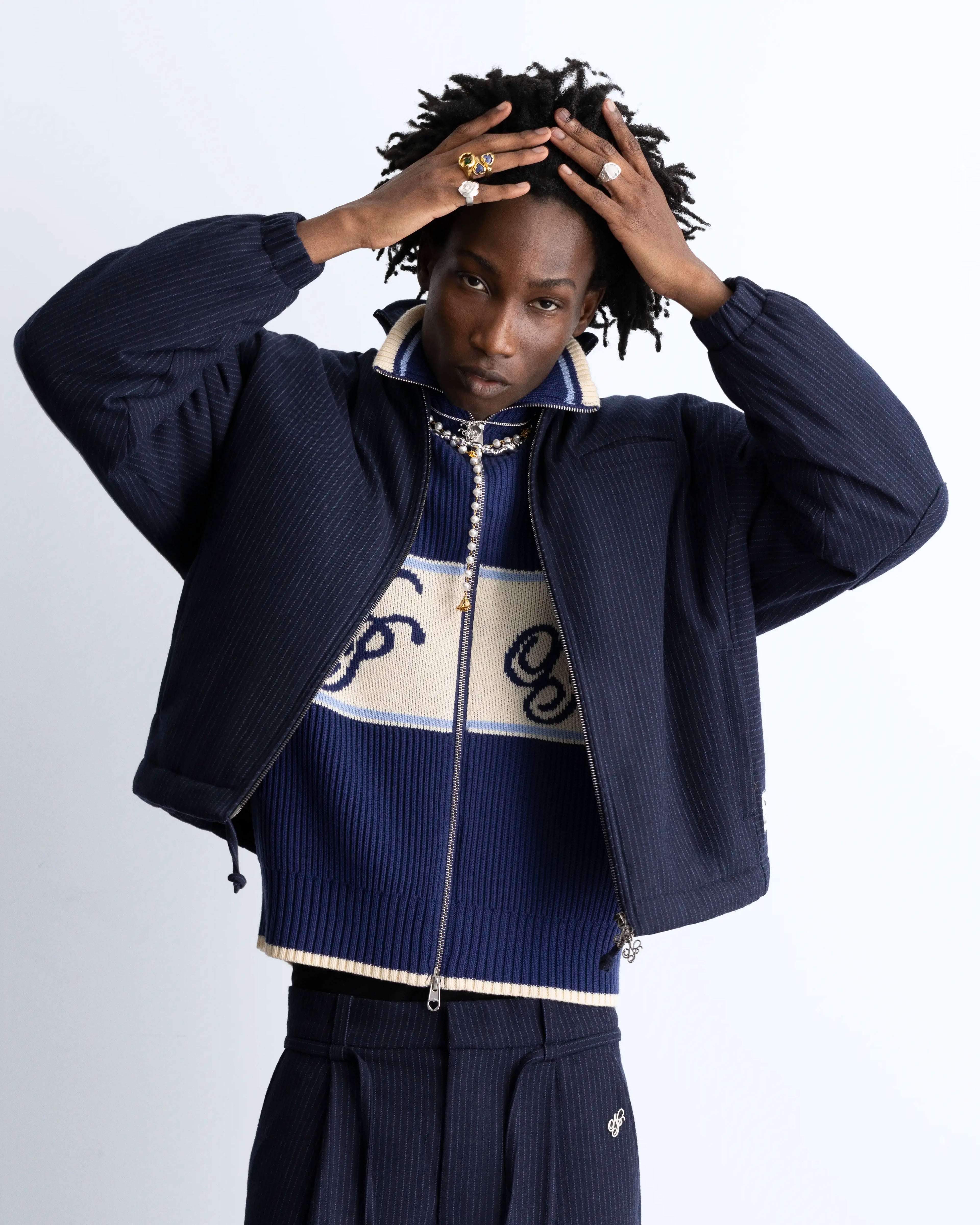 Chaqueta Bomber Con Cremallera Wool Azul Marino