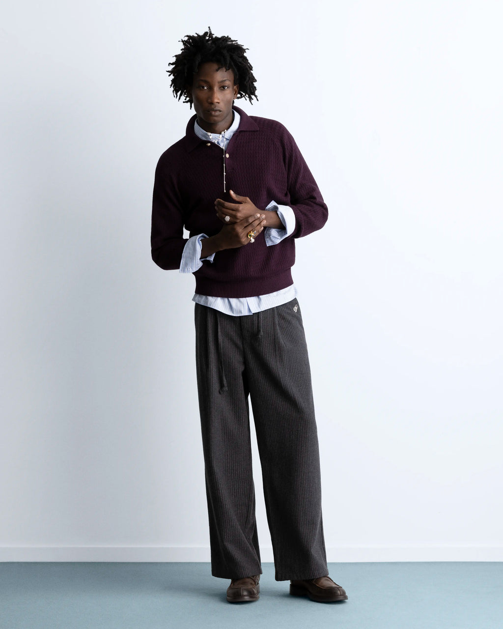 Elegant Knit Polo Burgundy