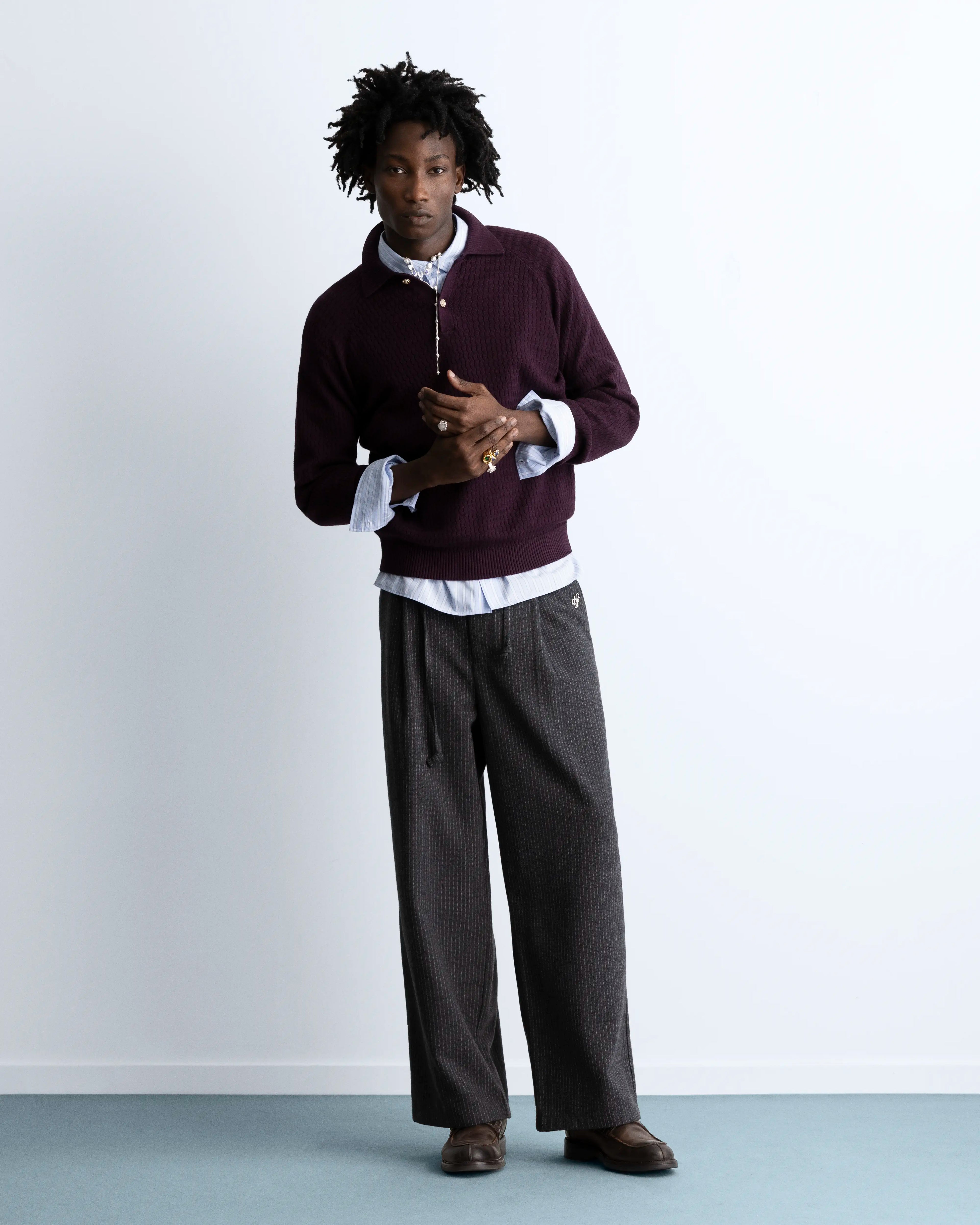 Elegant Knit Polo Burgundy