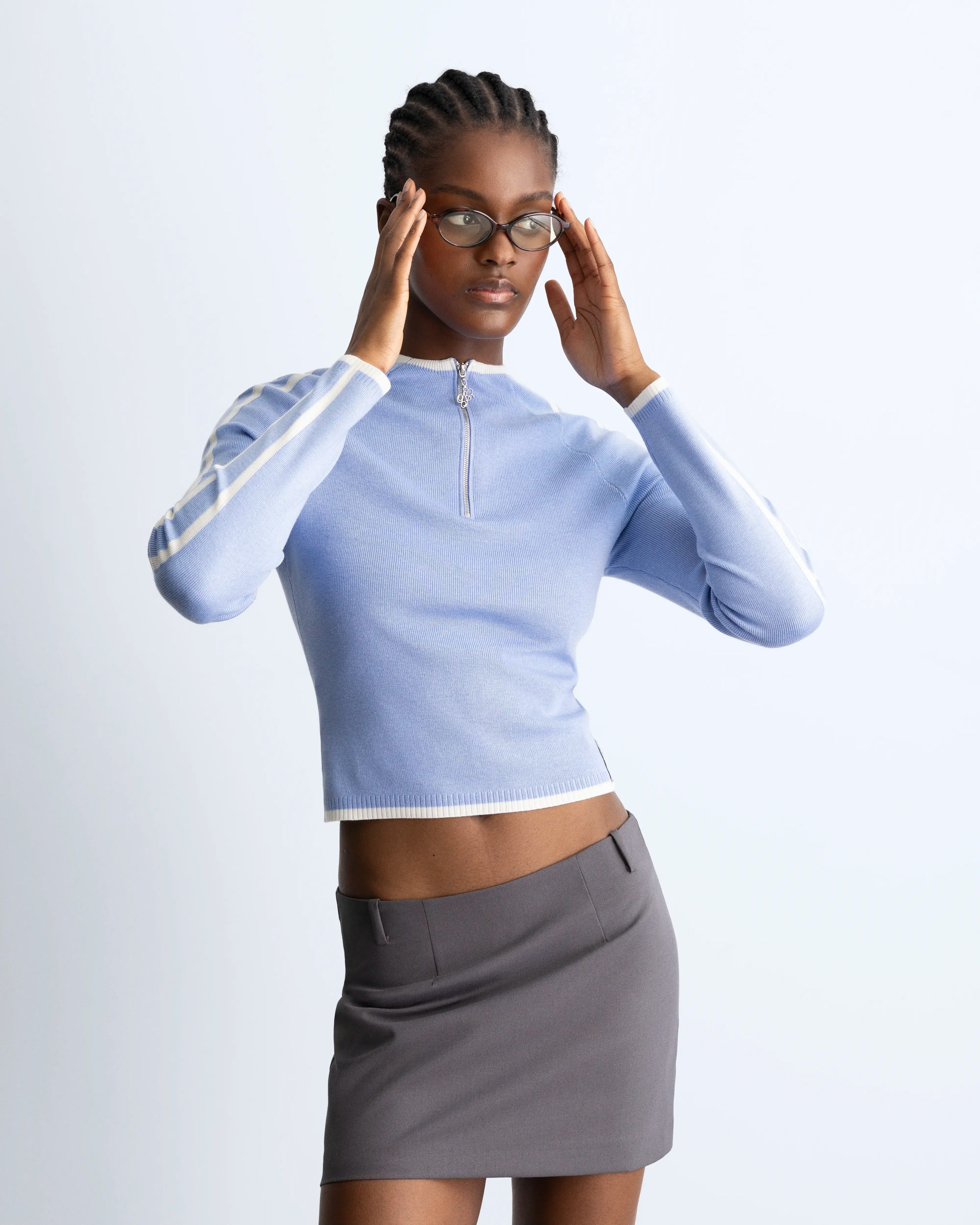 Suave Quarter-Zip Knit Blue