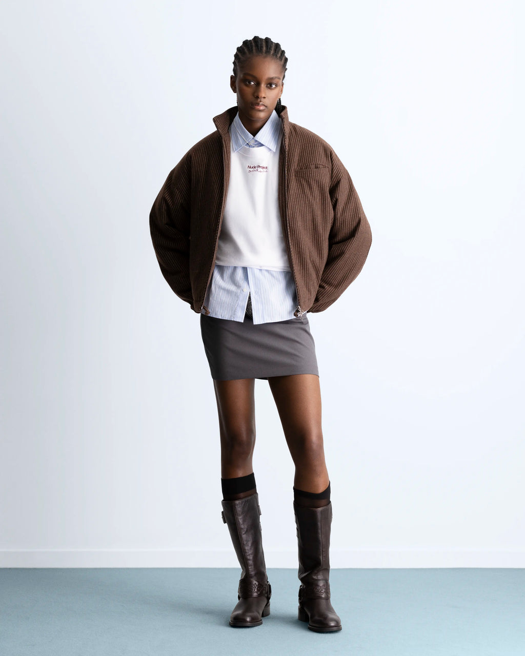 Chaqueta Bomber Con Cremallera Wool Marrón