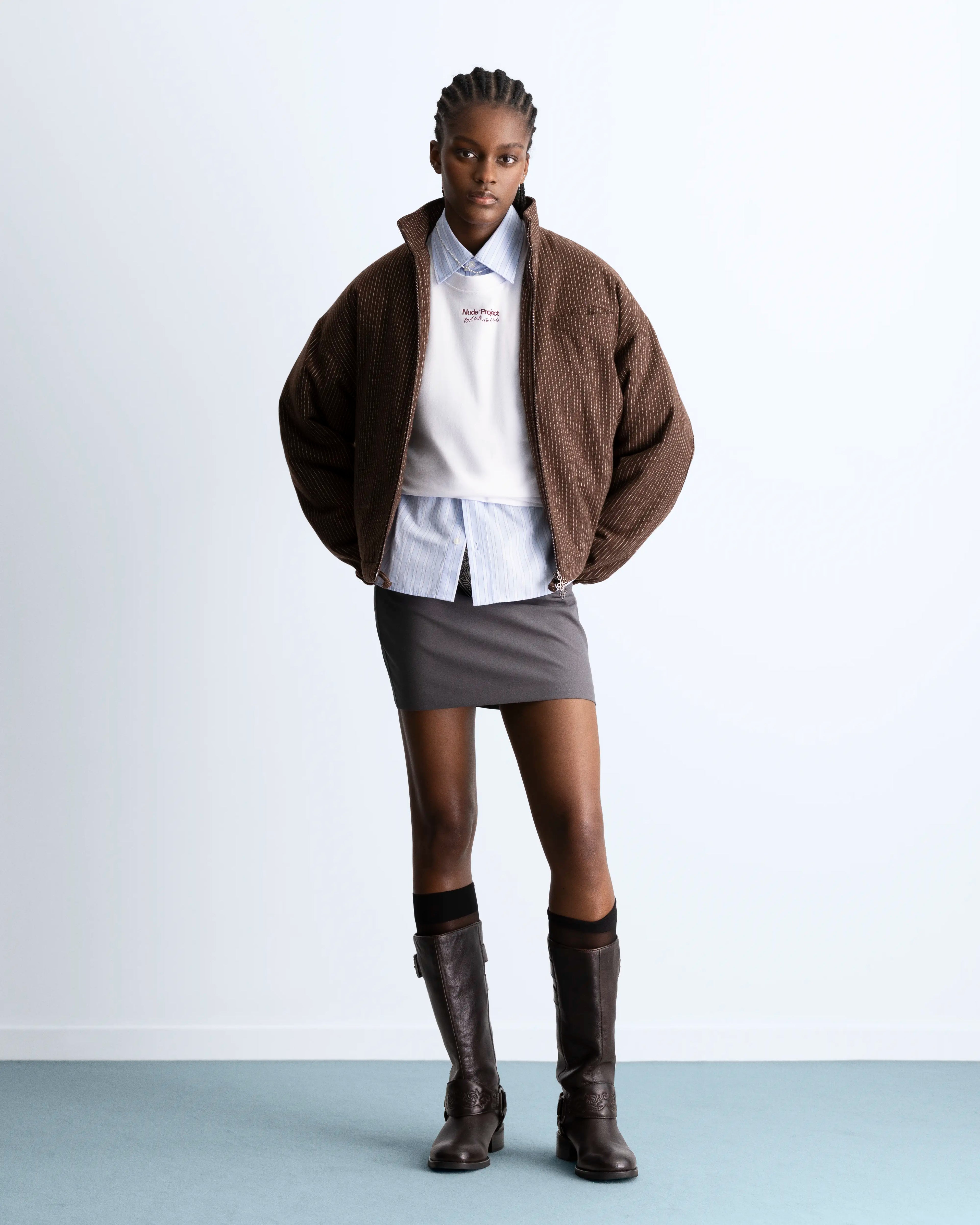 Chaqueta Bomber Con Cremallera Wool Marrón