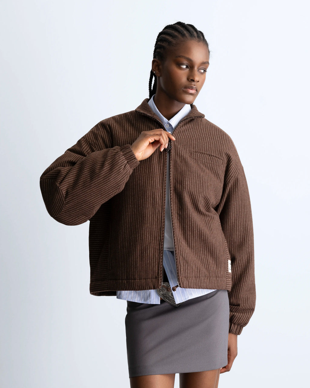 Chaqueta Bomber Con Cremallera Wool Marrón