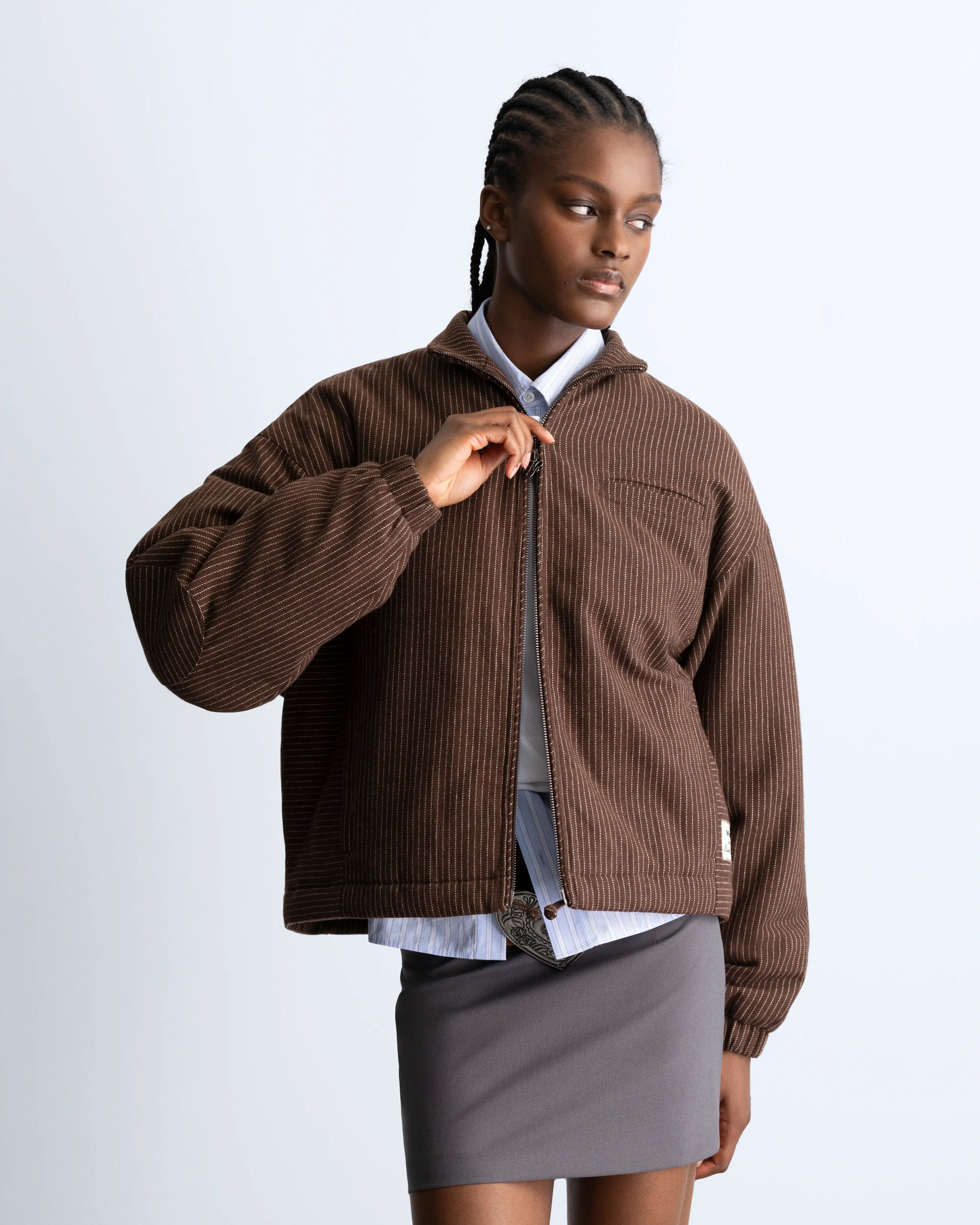 Chaqueta Bomber Con Cremallera Wool Marrón