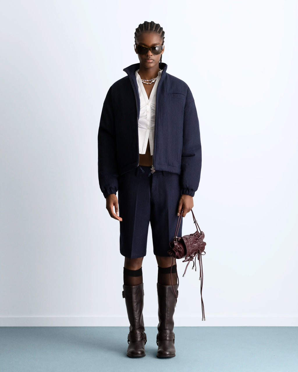 Chaqueta Bomber Con Cremallera Wool Azul Marino